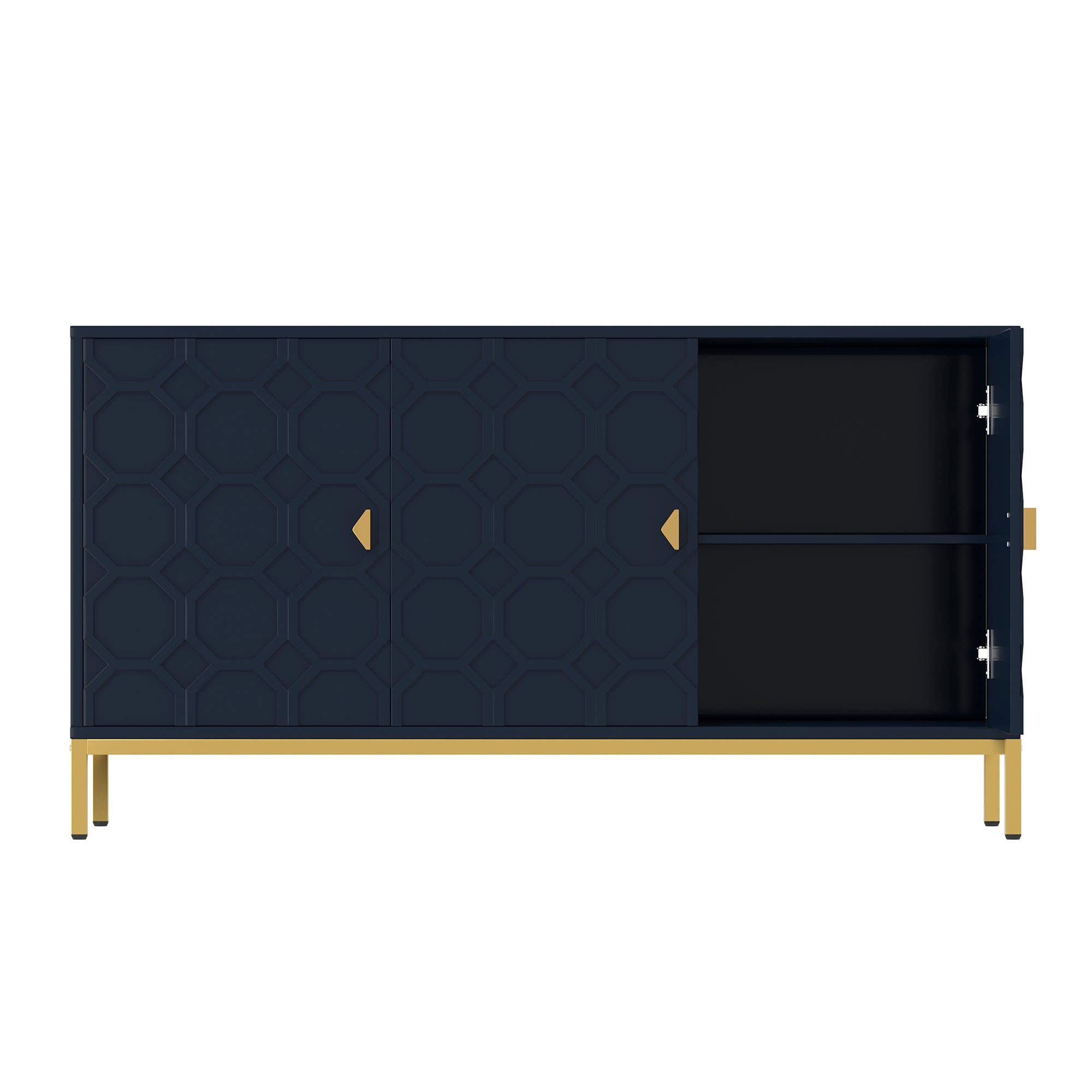 Modern Accent Cabinet, 2 Door Storage Cabinet Wood with Adjustable Shelf, Vintage Wooden Cabinet for Living Room Hallway Home Office