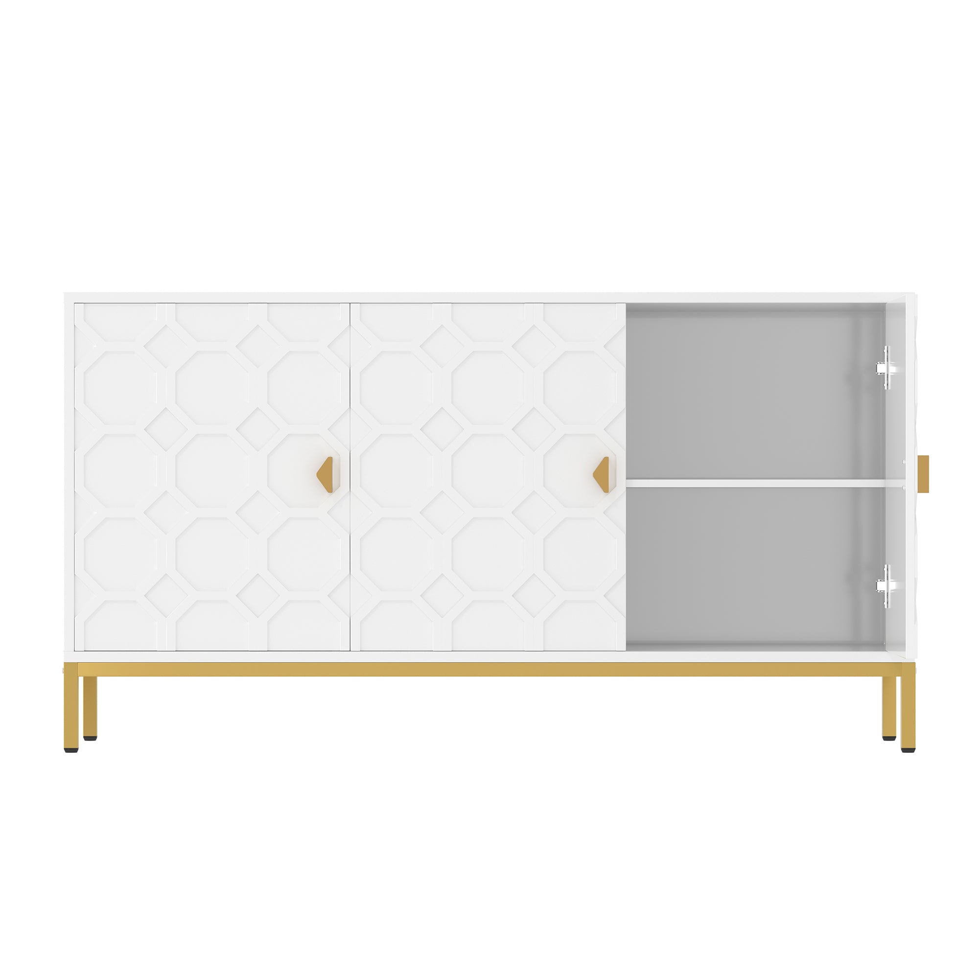 Modern Accent Cabinet, 2 Door Storage Cabinet Wood with Adjustable Shelf, Vintage Wooden Cabinet for Living Room Hallway Home Office