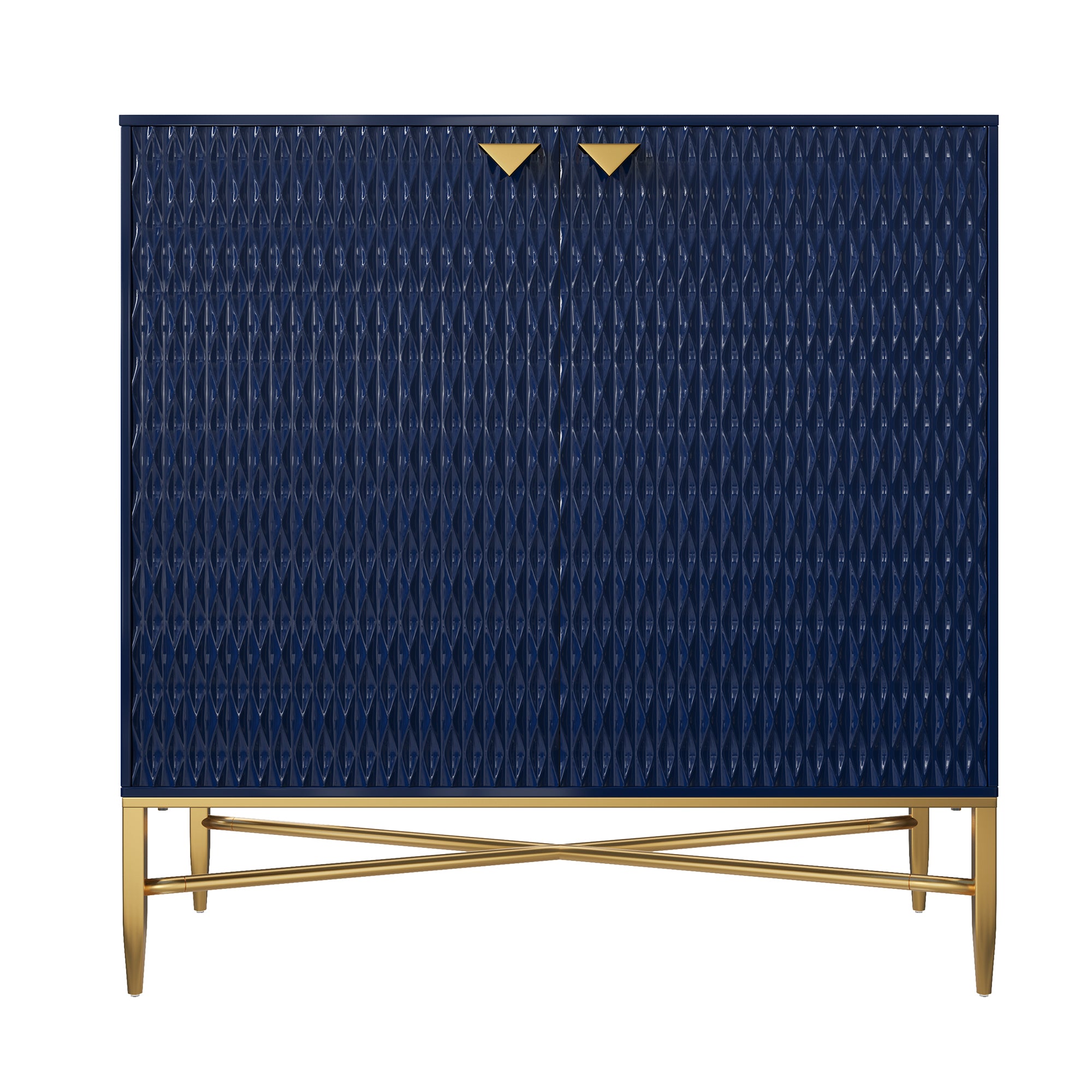 32.8 in. H 2 Door White Locker Accent Storage Cabinet with X-Shaped Hardware Stand