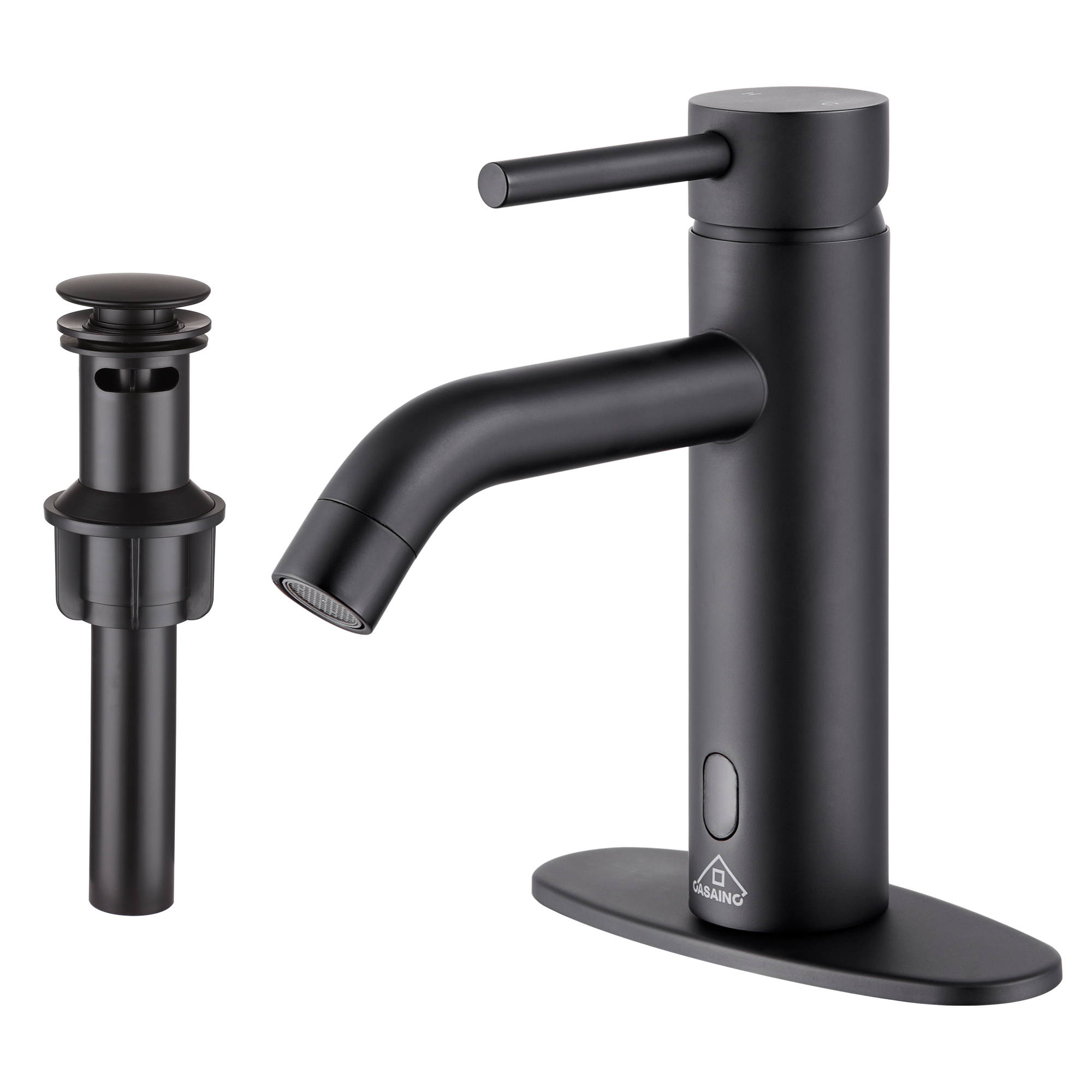 Infrared Sensor Single Handle Bathroom Basin Faucet with Pop-Up Drain, Modern Design