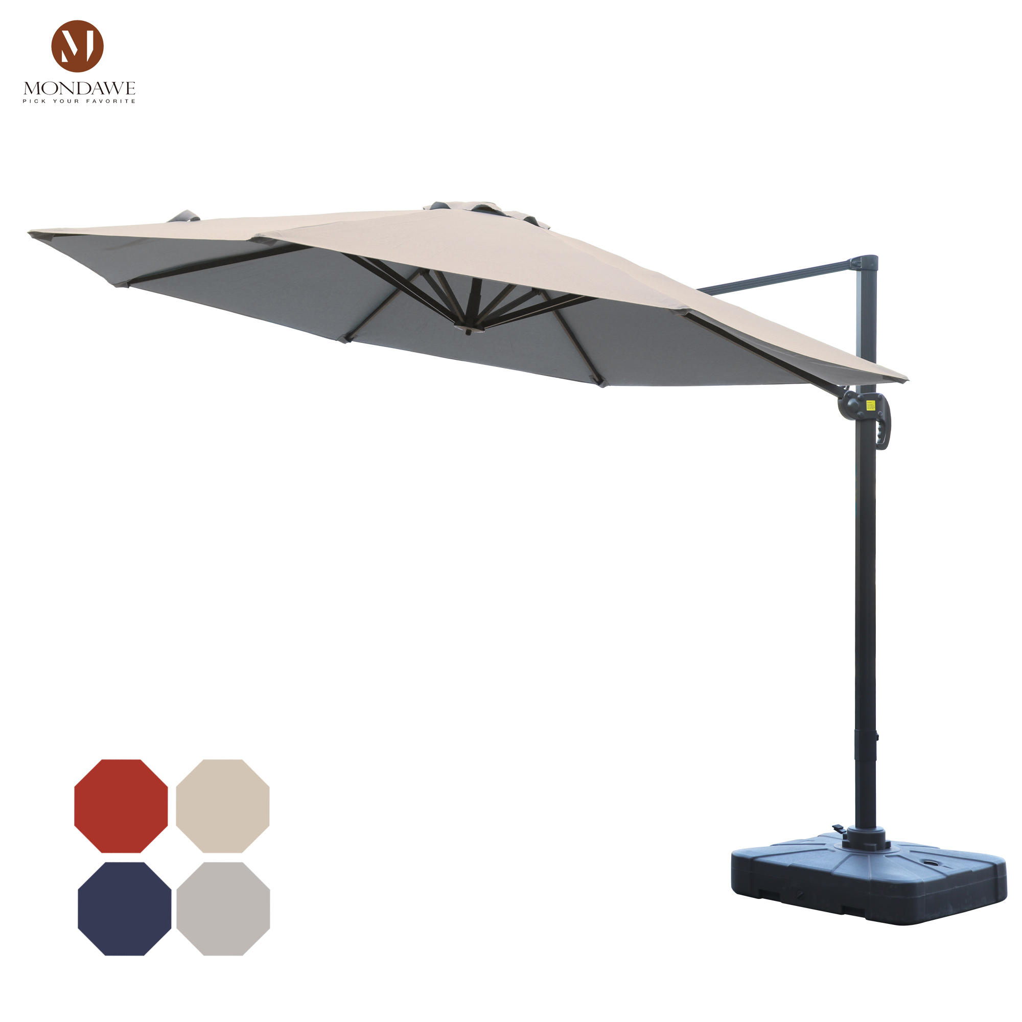 Mondawe 11 ft. Outdoor 360° Rotation Patio Cantilever Umbrella with Base for Garden Balcony-Mondawe