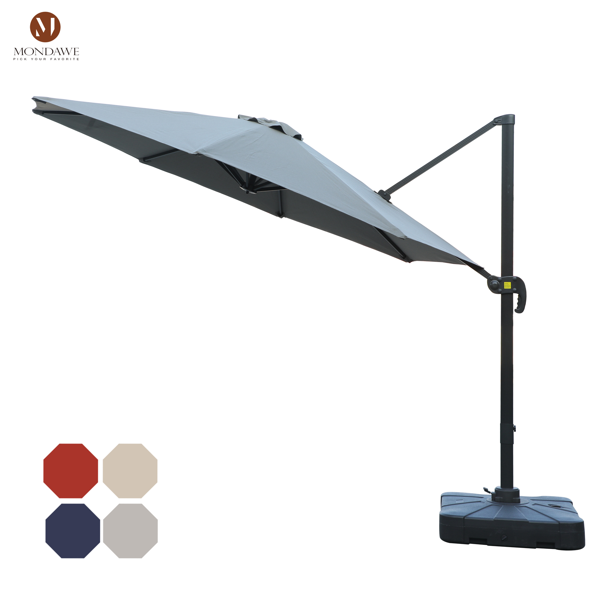 Mondawe 11 ft. Outdoor 360° Rotation Patio Cantilever Umbrella with Base for Garden Balcony-Mondawe