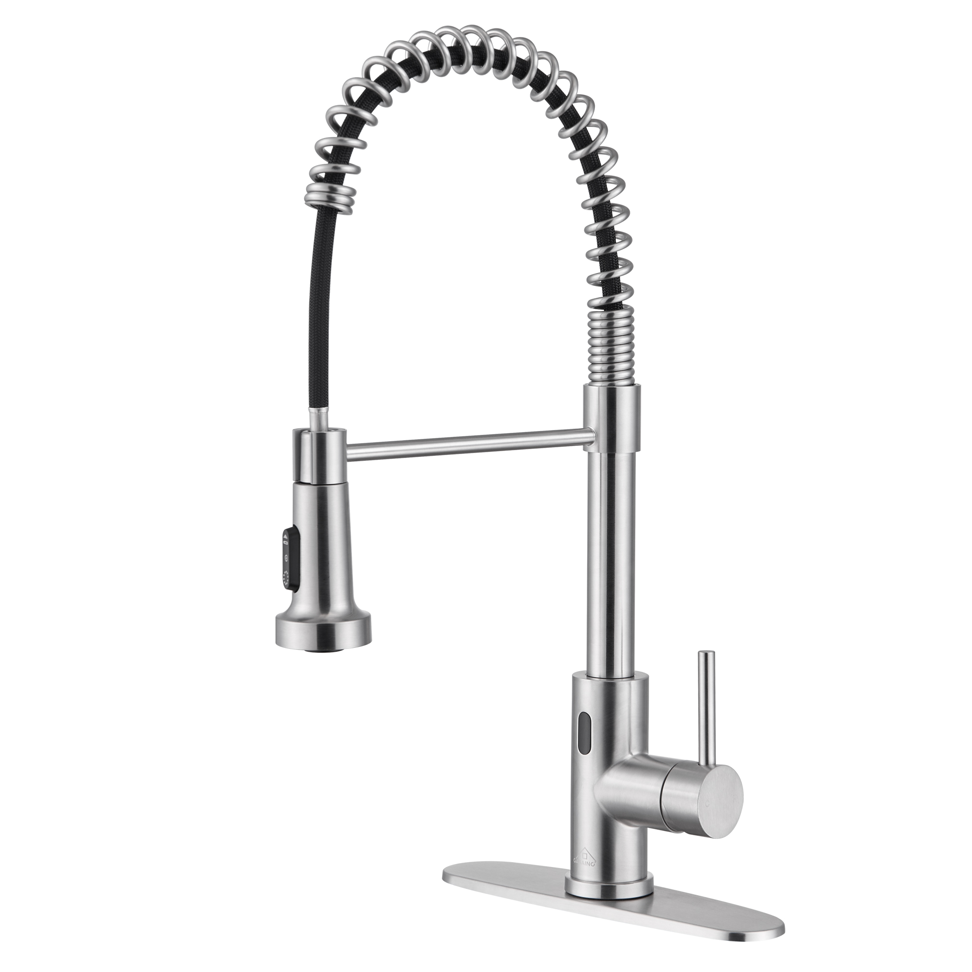 3-Mode Single Handle Pull-Down Sprayer Kitchen Faucet with Touchless Sensor and Includes Deckplate