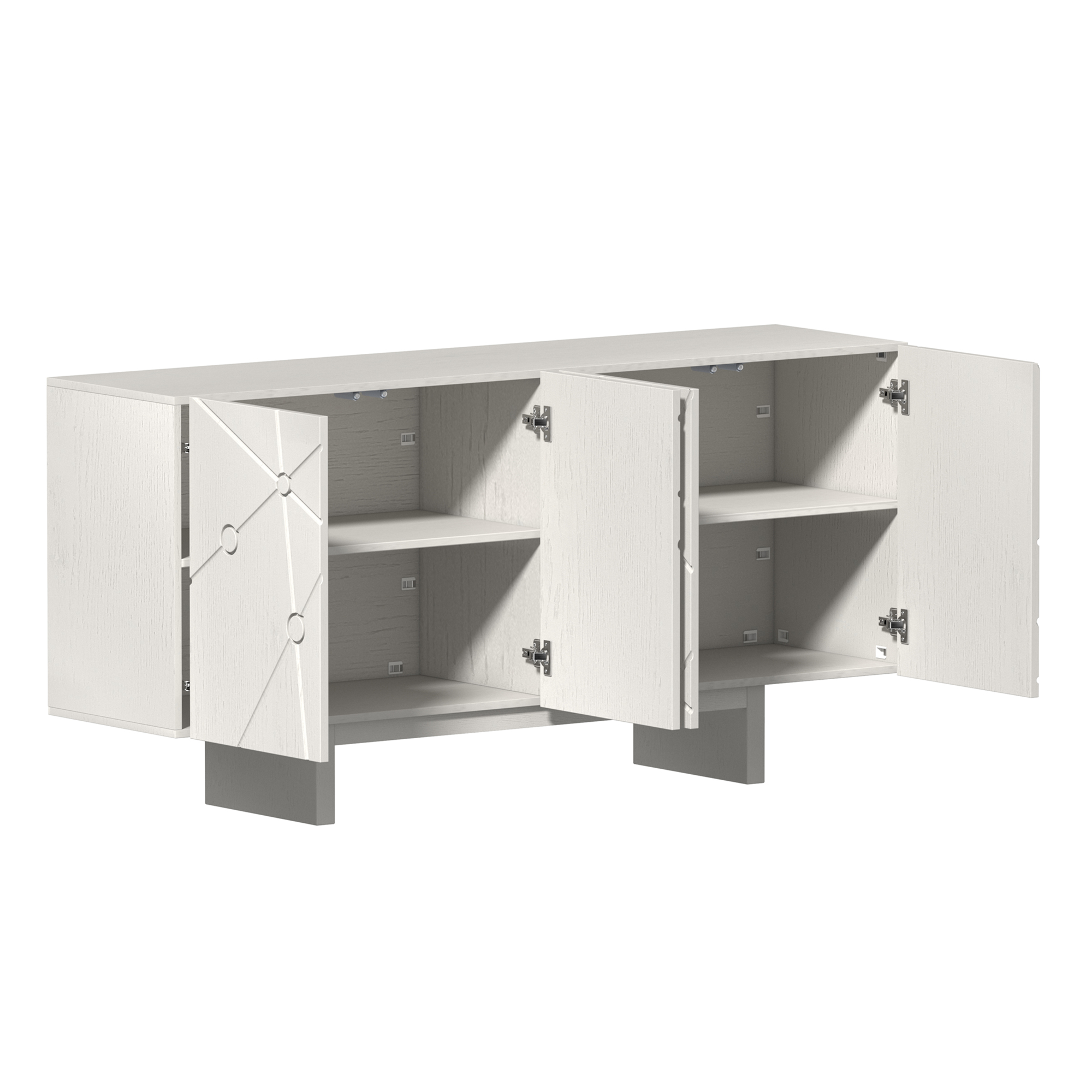 White/Brown 4-Door Modern Wood Grain Accent Storage Cabinet For Living Room, Foyer and Kitchen-Dining Room