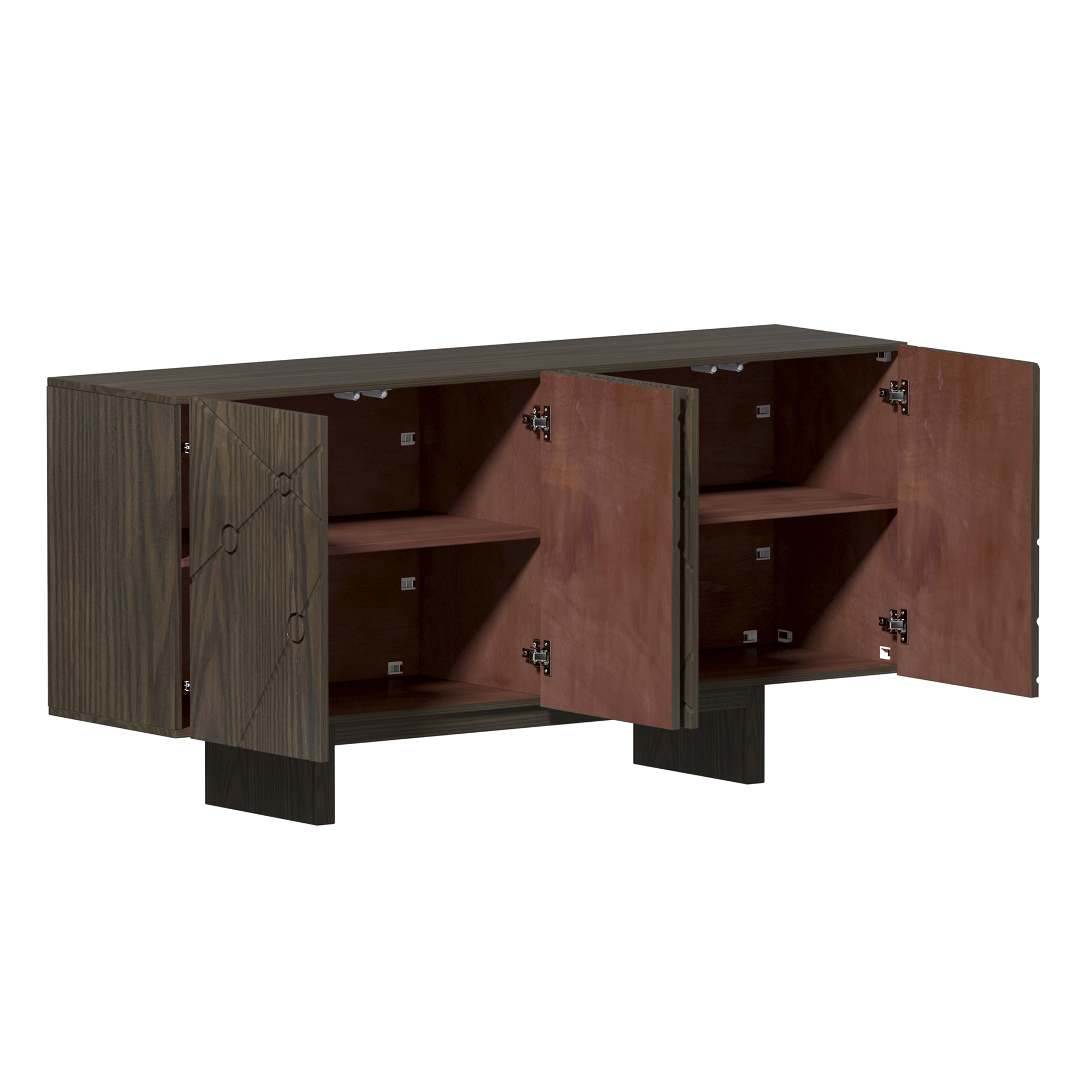 White/Brown 4-Door Modern Wood Grain Accent Storage Cabinet For Living Room, Foyer and Kitchen-Dining Room