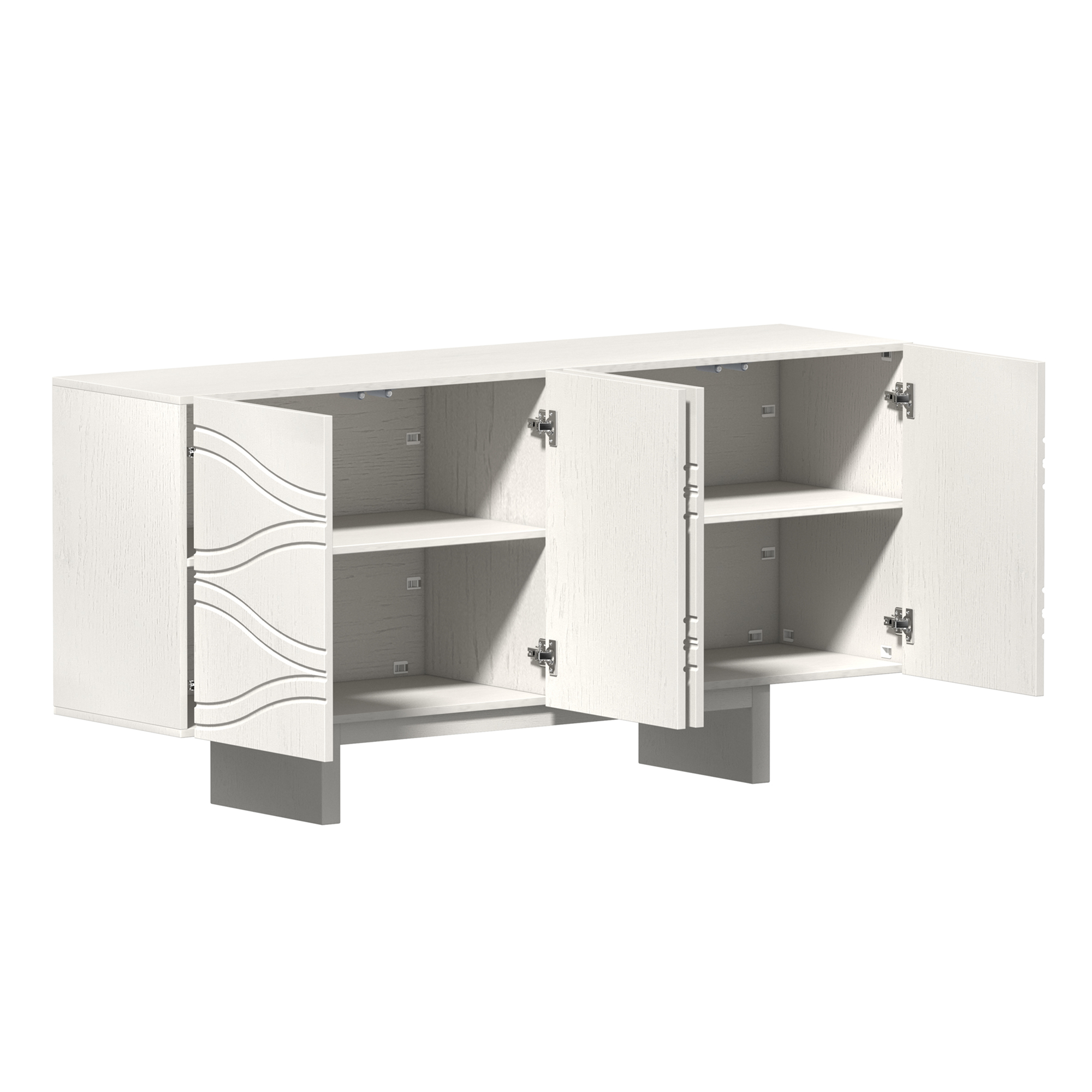 White/Brown 4-Door Accent Storage Cabinet For Living Room, Foyer and Kitchen-Dining Room