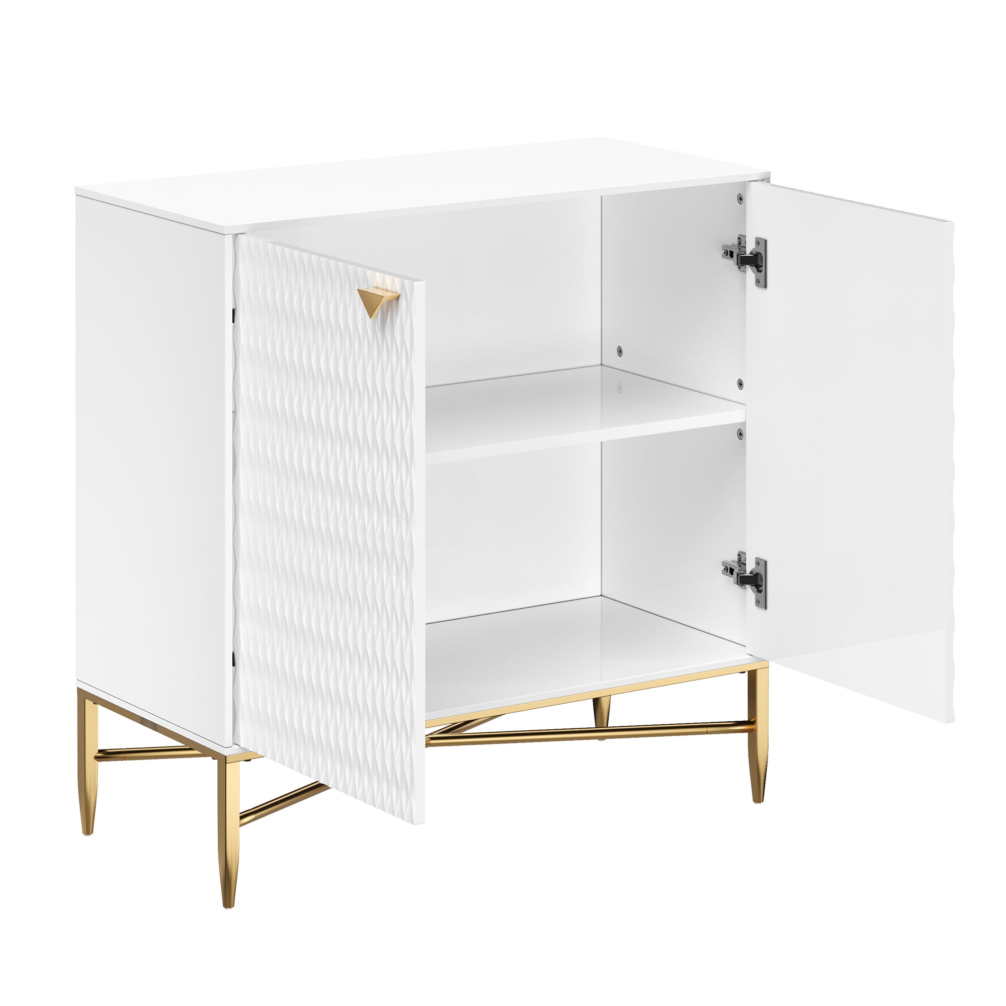 32.8 in. H 2 Door White Locker Accent Storage Cabinet with X-Shaped Hardware Stand