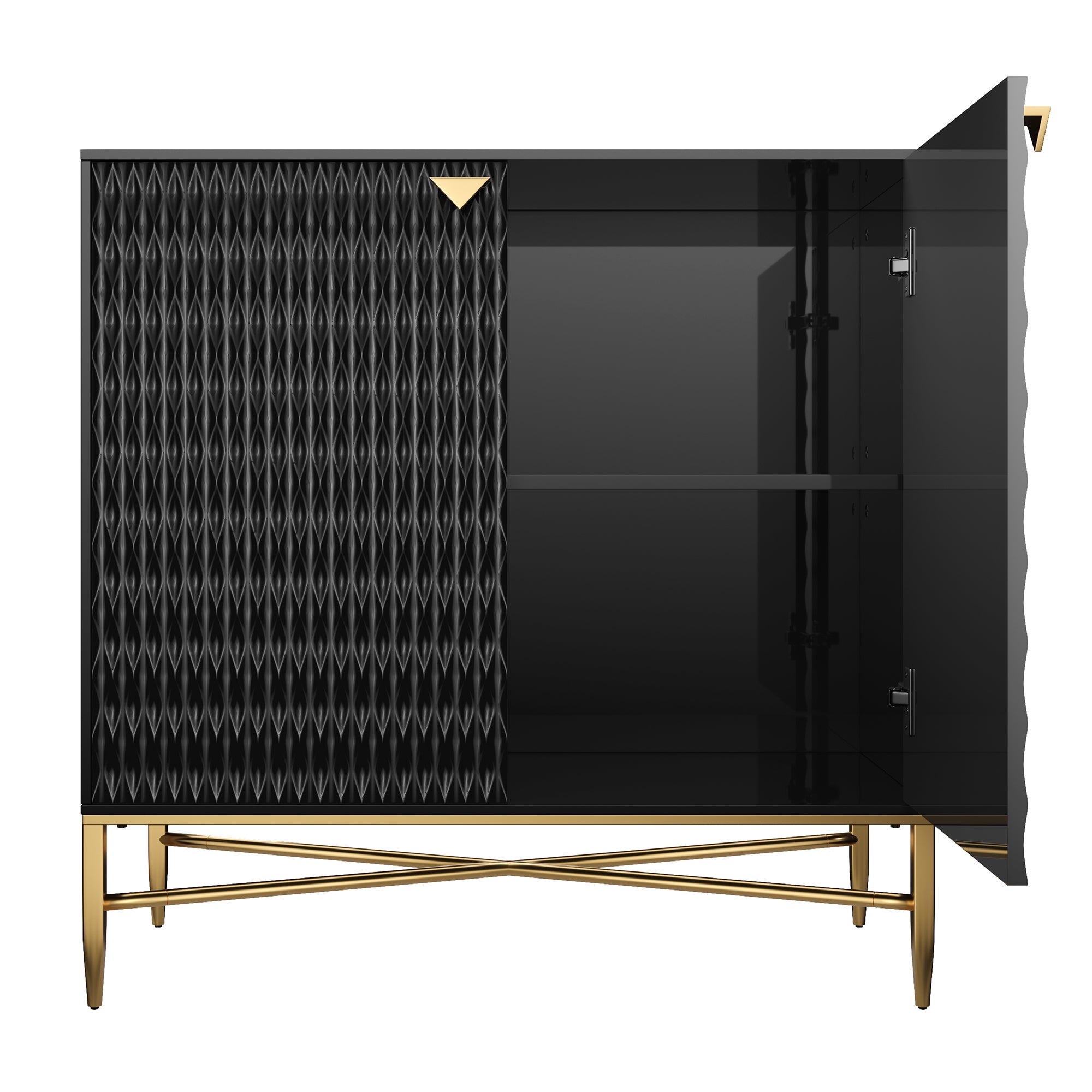 32.8 in. H 2 Door White Locker Accent Storage Cabinet with X-Shaped Hardware Stand