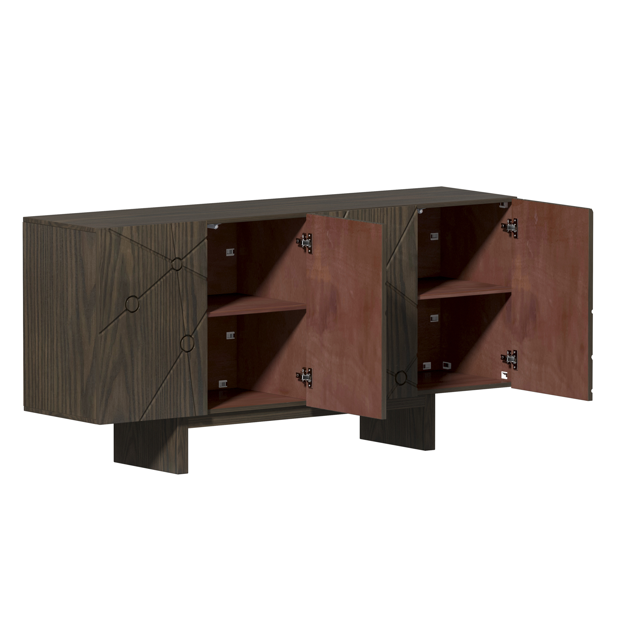 White/Brown 4-Door Modern Wood Grain Accent Storage Cabinet For Living Room, Foyer and Kitchen-Dining Room