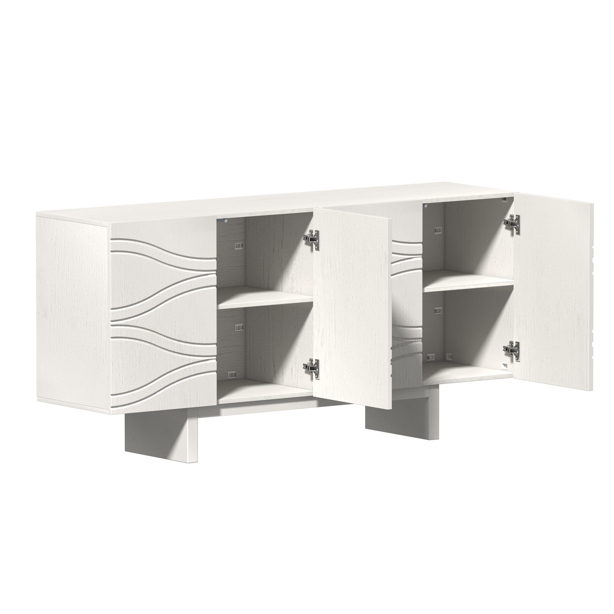 White/Brown 4-Door Accent Storage Cabinet For Living Room, Foyer and Kitchen-Dining Room