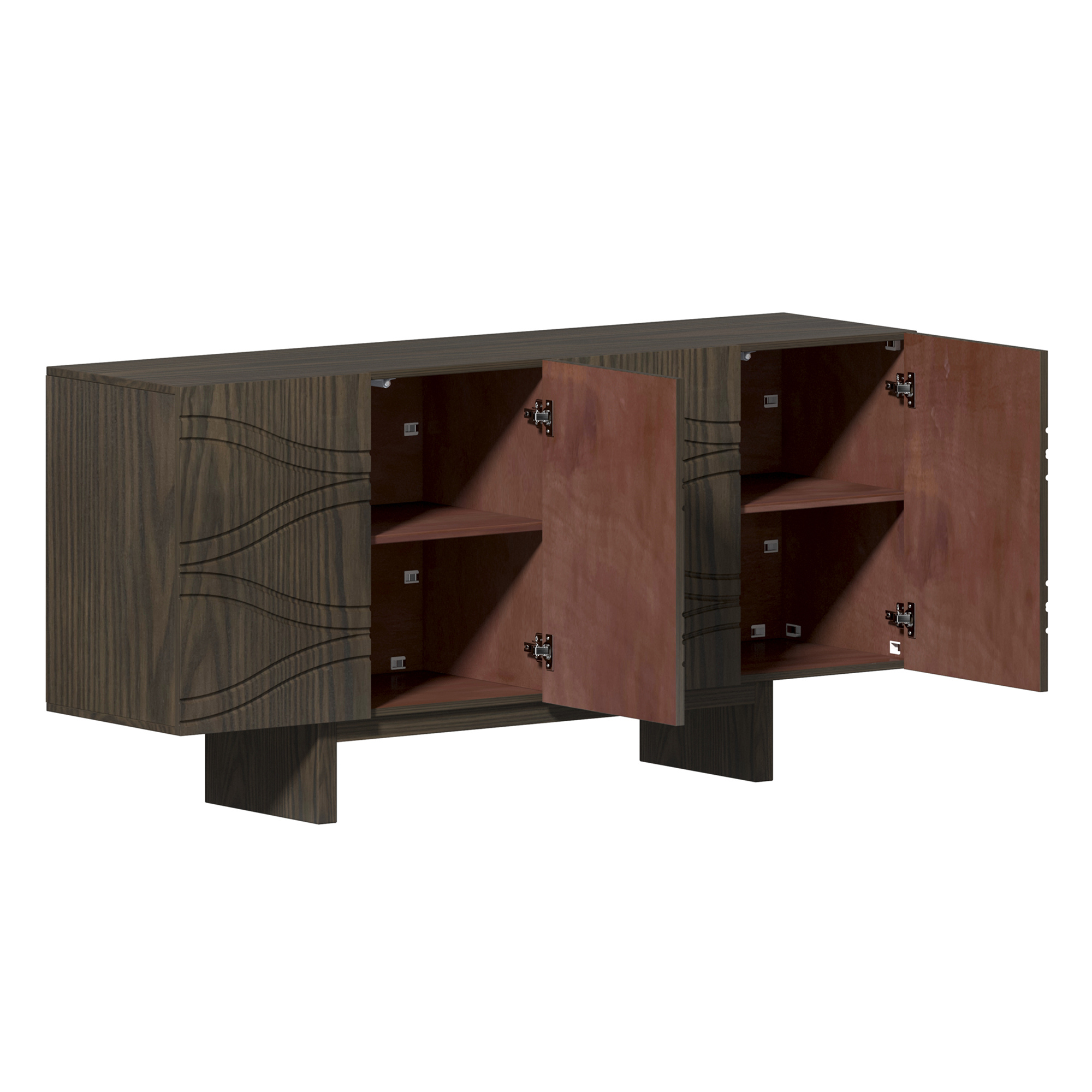 White/Brown 4-Door Accent Storage Cabinet For Living Room, Foyer and Kitchen-Dining Room