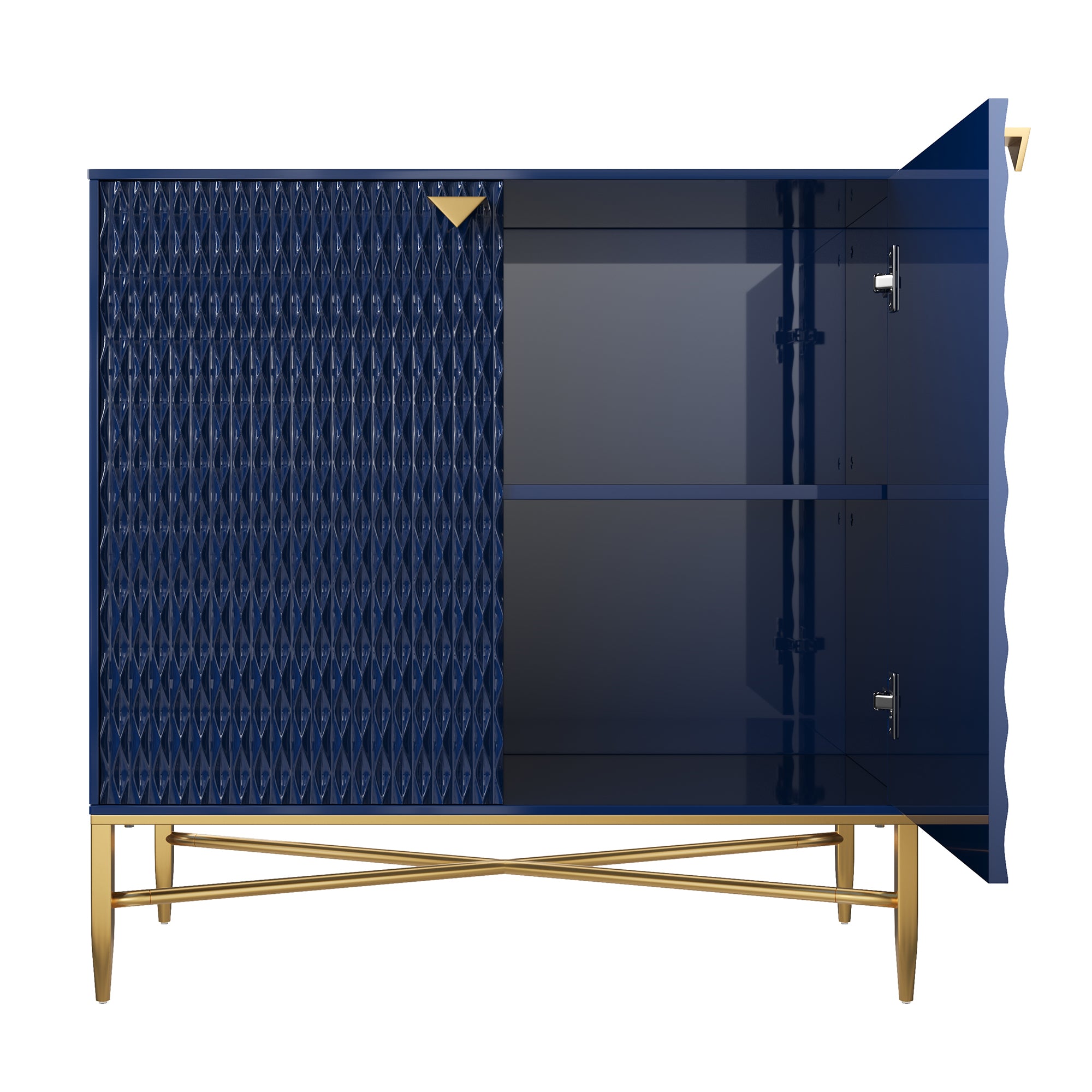 32.8 in. H 2 Door White Locker Accent Storage Cabinet with X-Shaped Hardware Stand