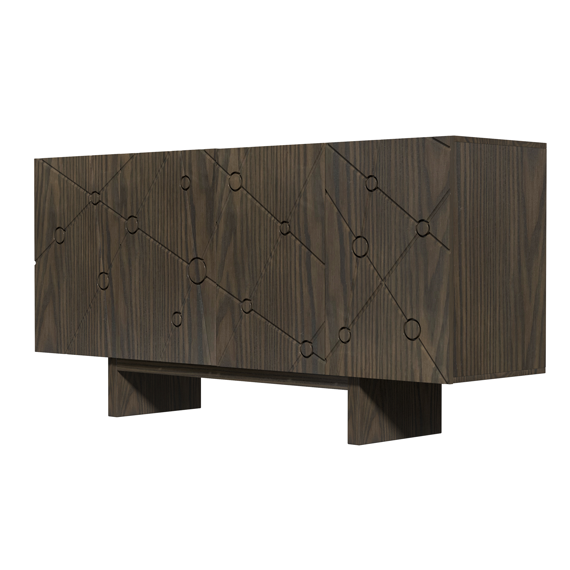 White/Brown 4-Door Modern Wood Grain Accent Storage Cabinet For Living Room, Foyer and Kitchen-Dining Room