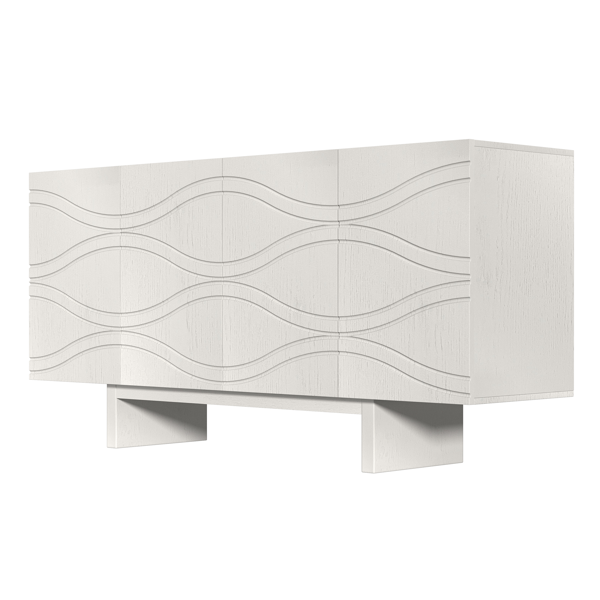 White/Brown 4-Door Accent Storage Cabinet For Living Room, Foyer and Kitchen-Dining Room