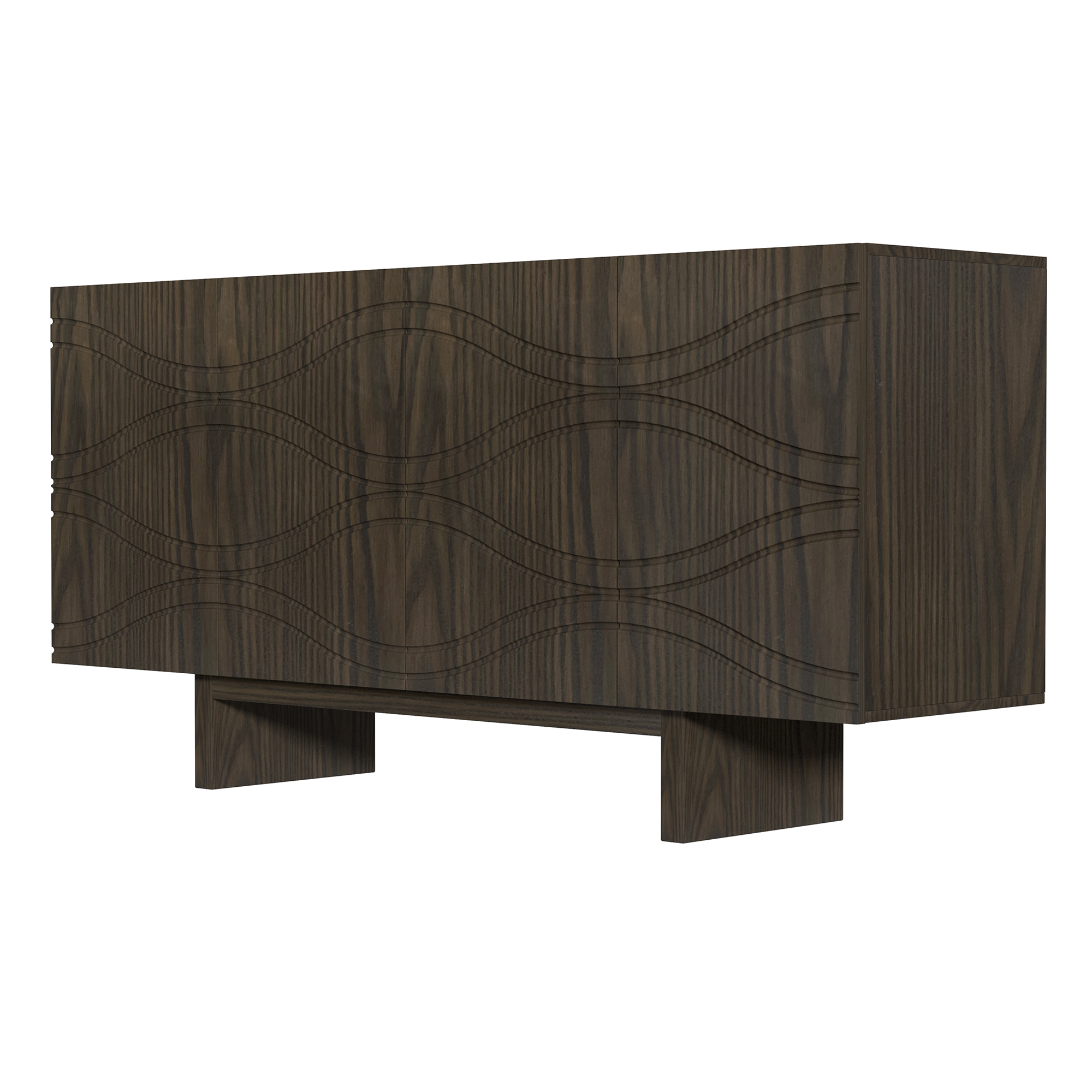 White/Brown 4-Door Accent Storage Cabinet For Living Room, Foyer and Kitchen-Dining Room