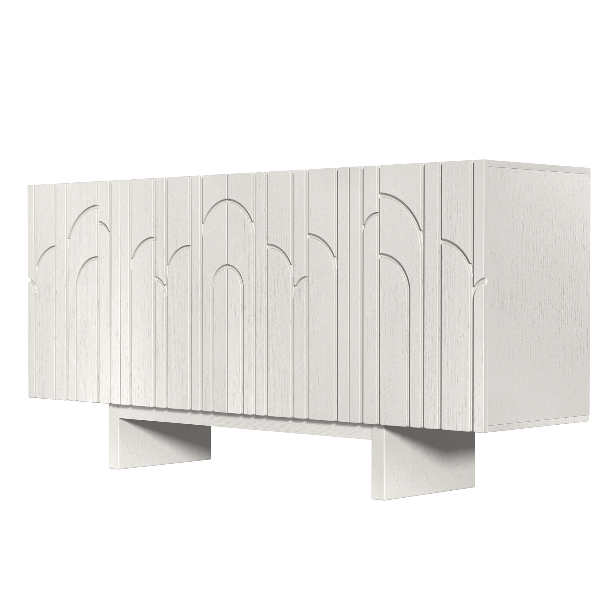 White/Brown MDF 4-Door 63 in. Wood Grain Buffet Sideboard For Living Room, Foyer and Kitchen-Dining Room