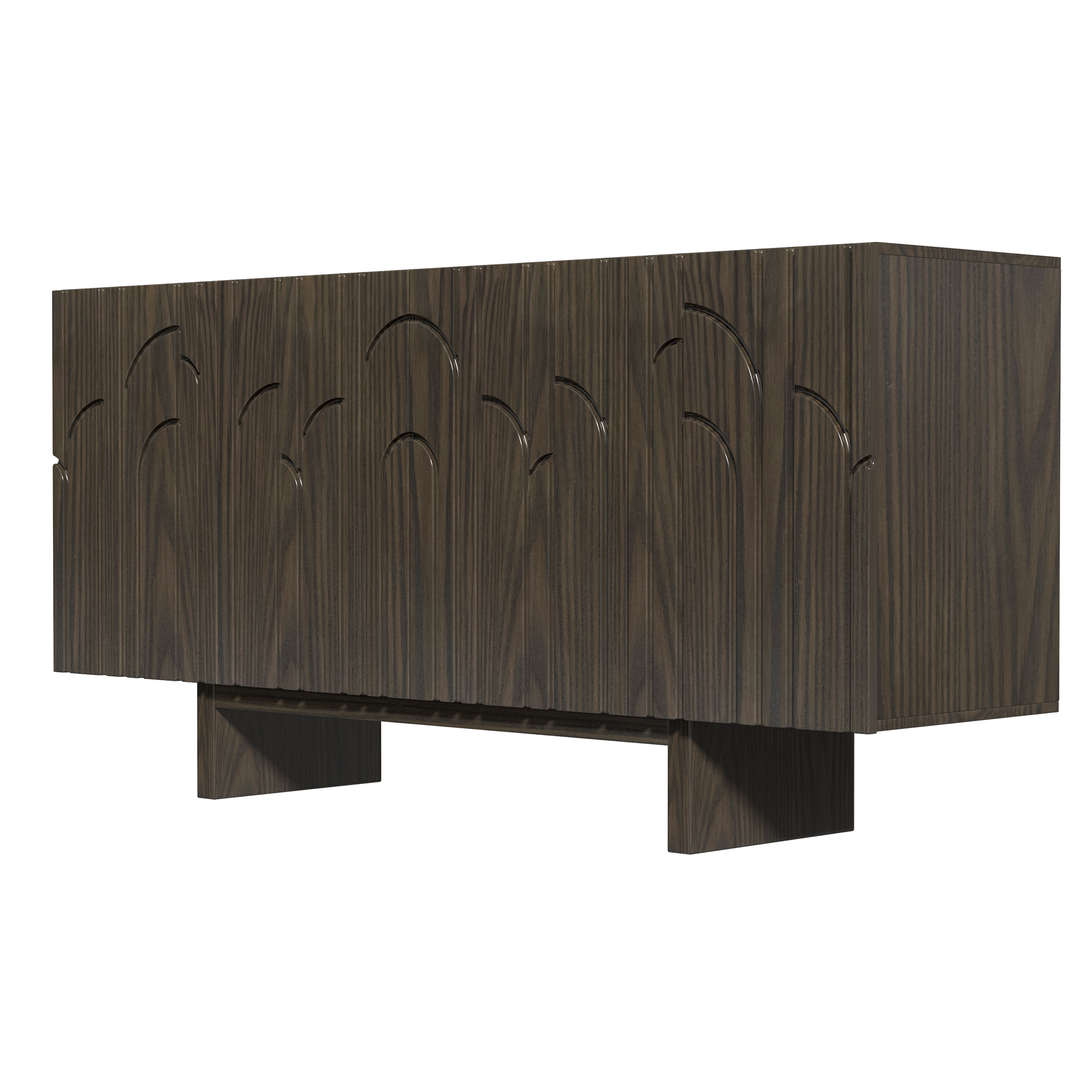 White/Brown MDF 4-Door 63 in. Wood Grain Buffet Sideboard For Living Room, Foyer and Kitchen-Dining Room