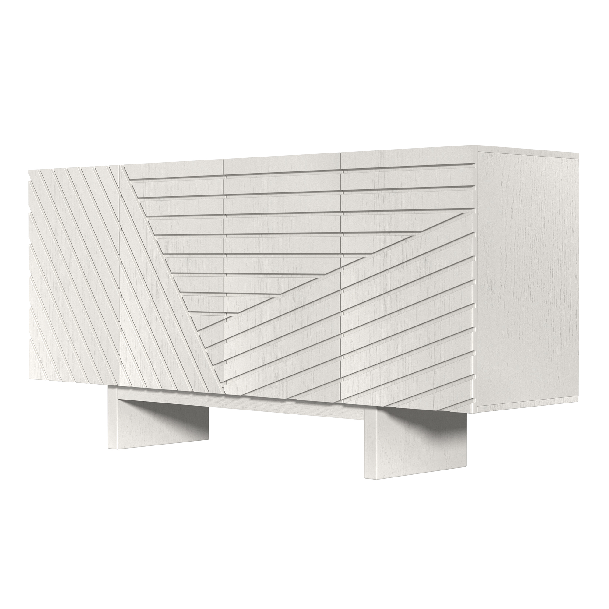 White/Brown MDF 4-Door 63 in. Wood Modern Grain Buffet Sideboard For Living Room, Foyer and Kitchen-Dining Room