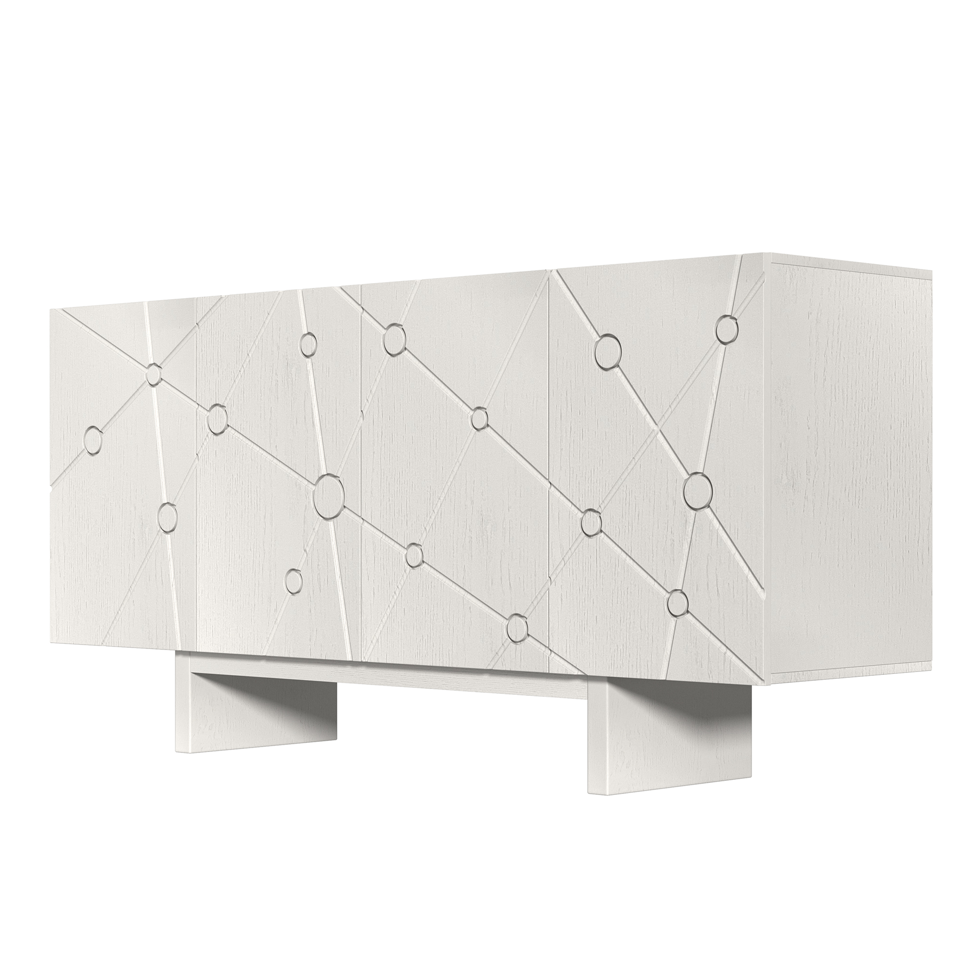 White/Brown 4-Door Modern Wood Grain Accent Storage Cabinet For Living Room, Foyer and Kitchen-Dining Room