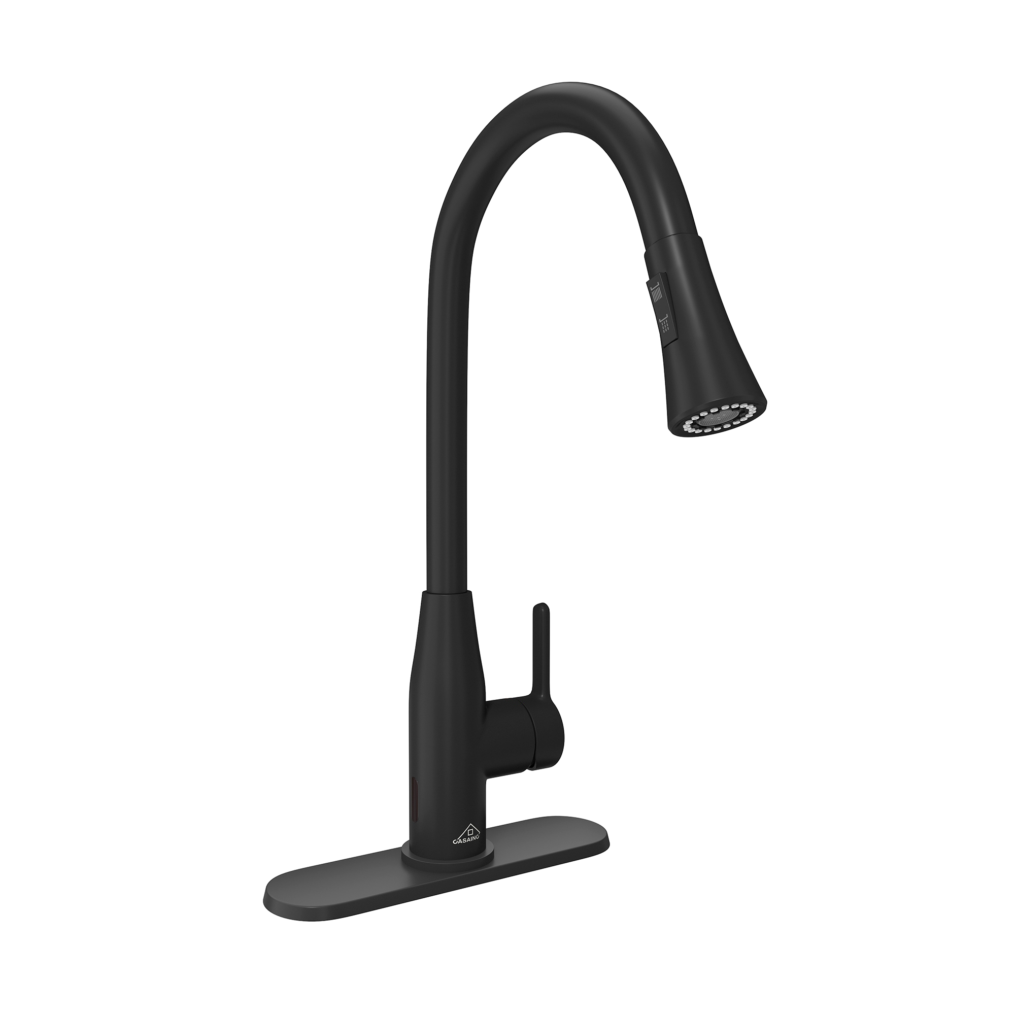 Single Handle Pull Down Sprayer Kitchen Faucet with Touchless Sensor and Two Functions Spray Head in Matte Black