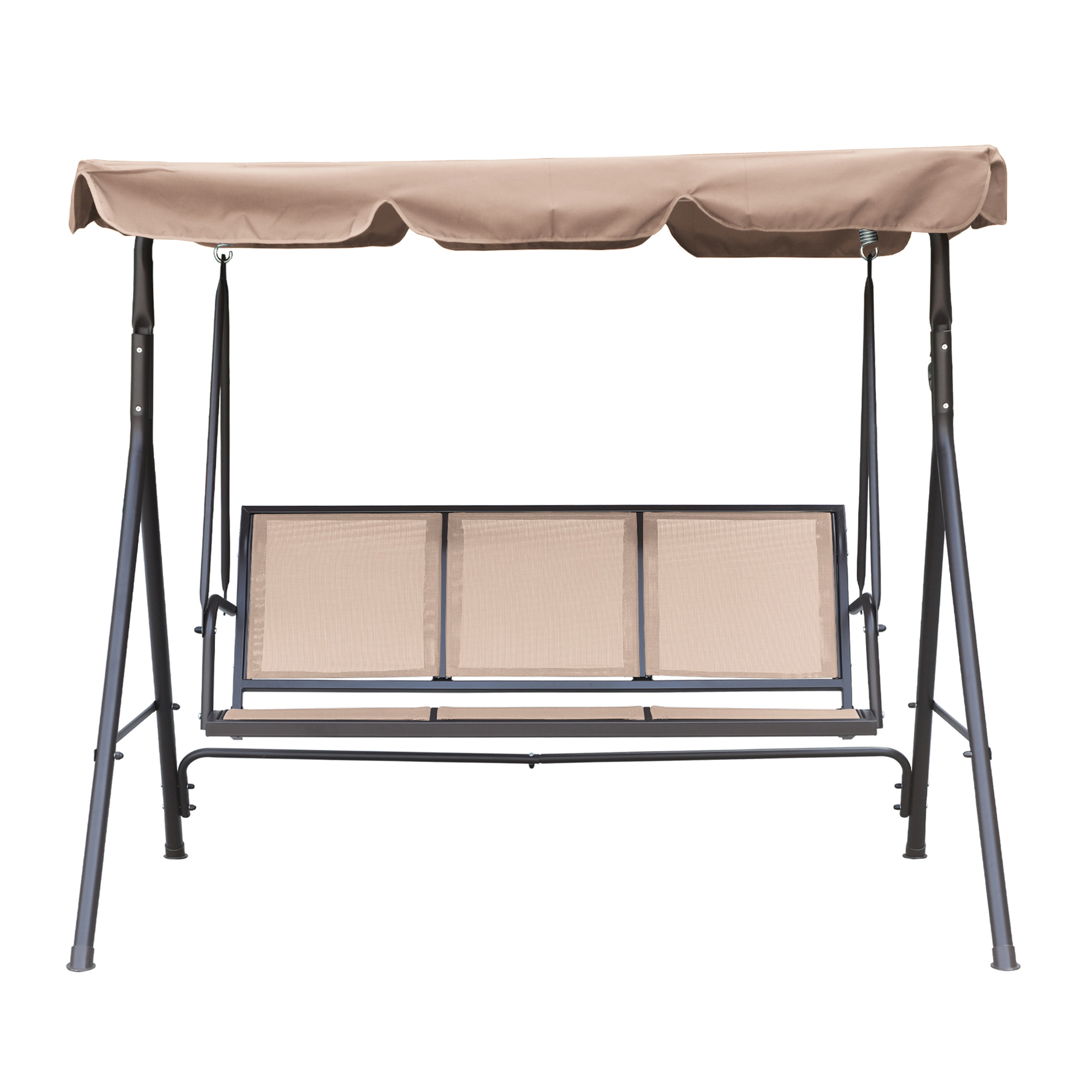 Textilence 3 Seats Steel Frame Patio Swing Chair Swing Glider with Removable Canopy