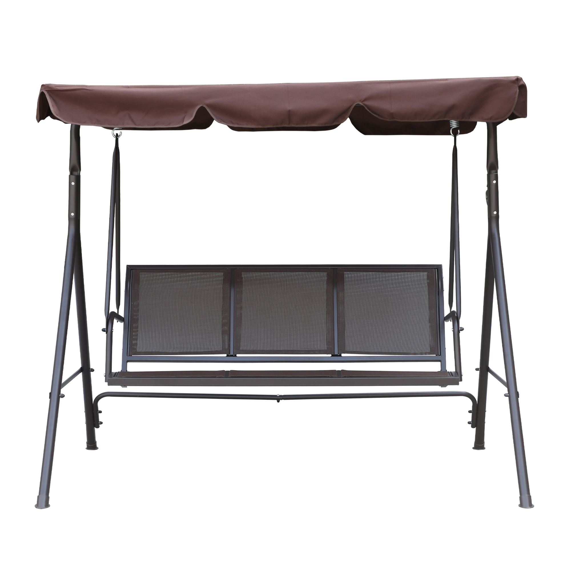 Textilence 3 Seats Steel Frame Patio Swing Chair Swing Glider with Removable Canopy