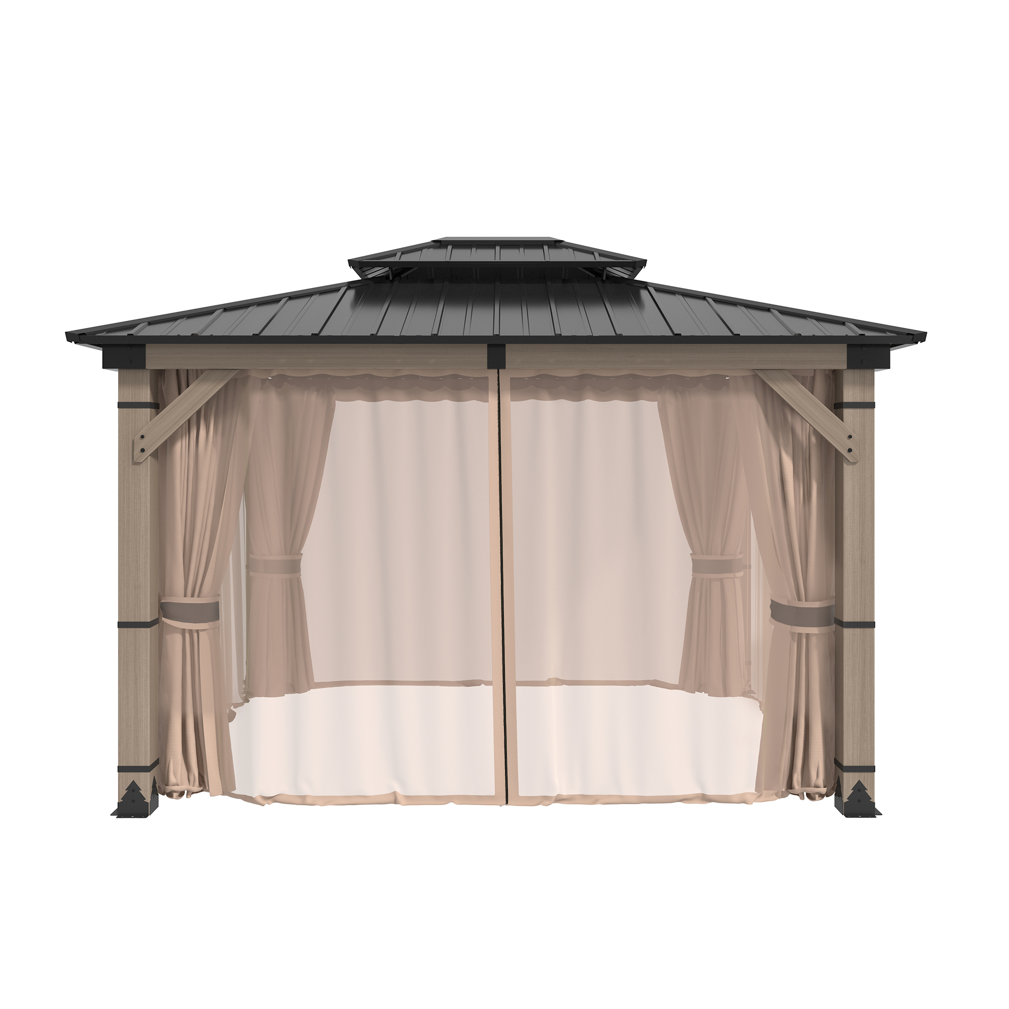10 ft. x 12 ft. Outdoor Cedar Wood Frame Patio Gazebo Canopy