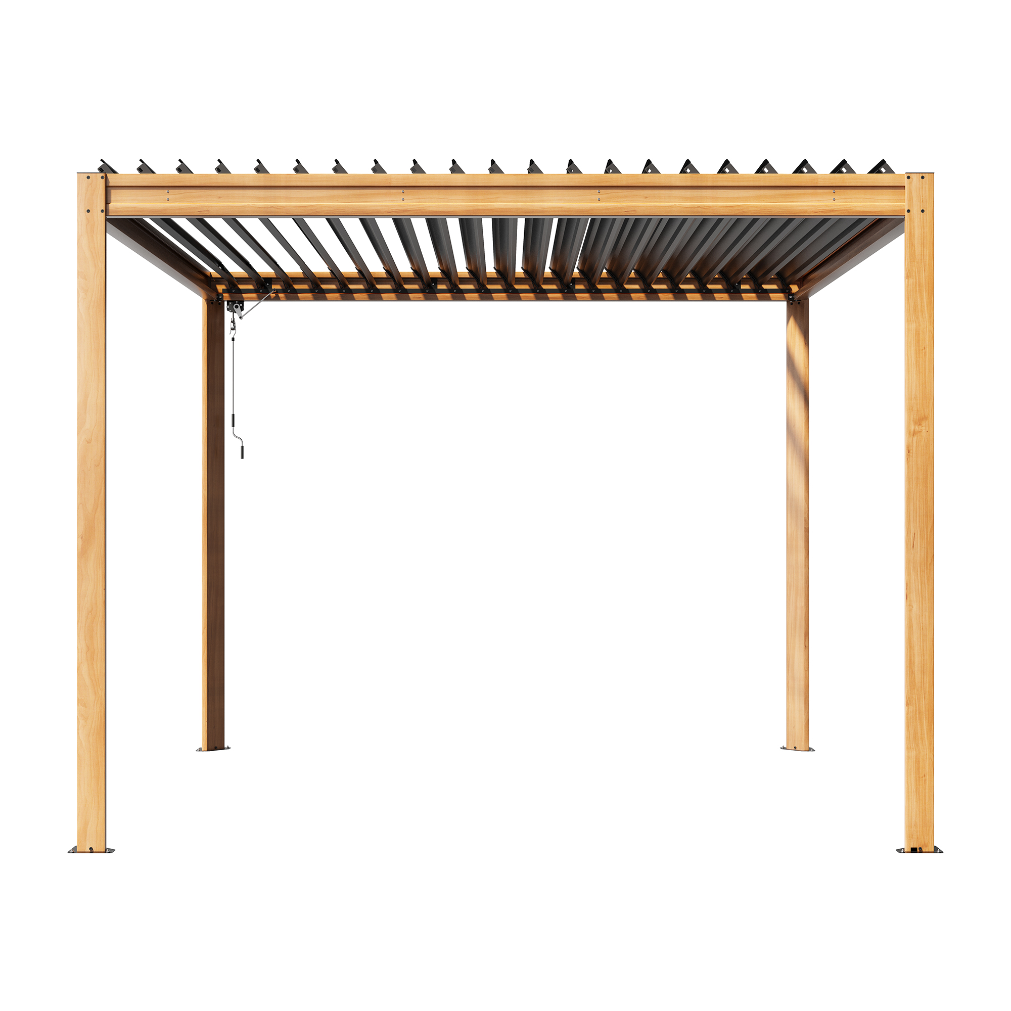 Louvered Pergola 10X10FT, Wood Grain Aluminum Pergola with Adjustable Roof, Wood Looking Aluminum Frame, Efficient Drainage System, Outdoor Pergola for Patio, Deck, Garden