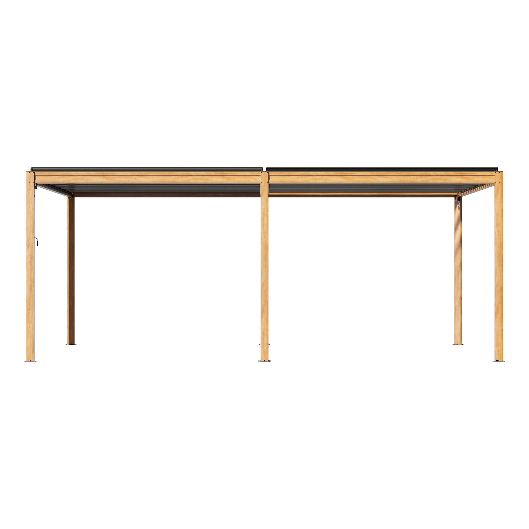 Louvered Pergola 10X20FT, Wood Grain Aluminum Pergola with Adjustable Roof, Wood Looking Aluminum Frame, Efficient Drainage System, Outdoor Pergola for Patio, Deck, Garden