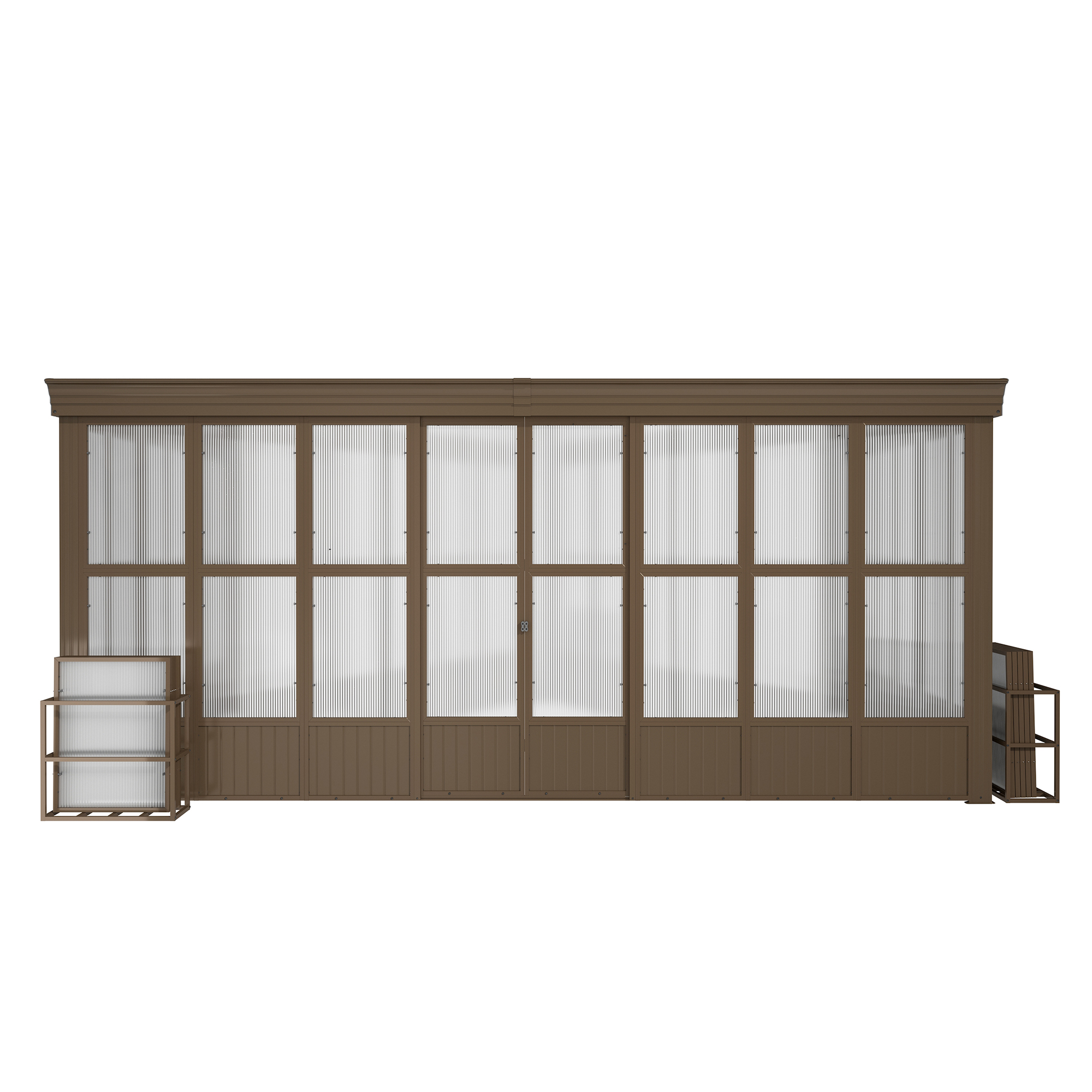 Wall Mounted Solarium with Sloping Polycarbonate Roof, Detachable Polycarbonate Screens, 2 Lockable Sliding Doors, Aluminum Gazebo Against Wall Sun Room for Patio Deck