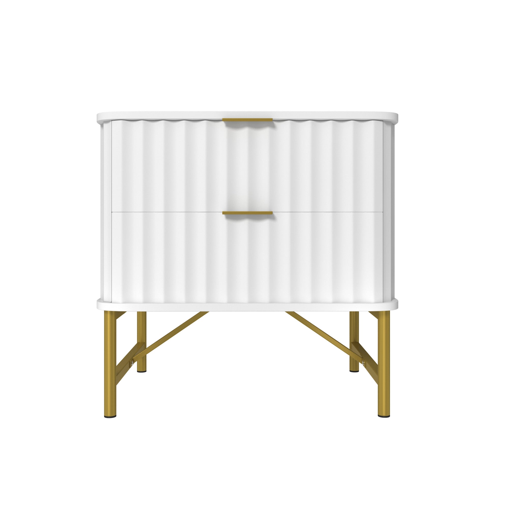 19 Inch Nightstand，Modern End Table with 2 Drawers，2 Tier Side Table with Gold Legs for Bedroom, Living Room, Black