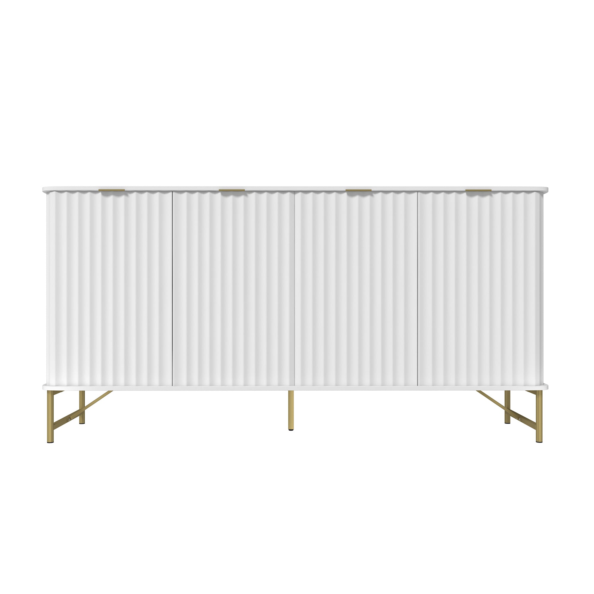 Storage Cabinet with 4 Doors，63 Inch Monden Accent Cabinet，Free-Standing Sideboard with Gold Legs for Hallway, Living Room