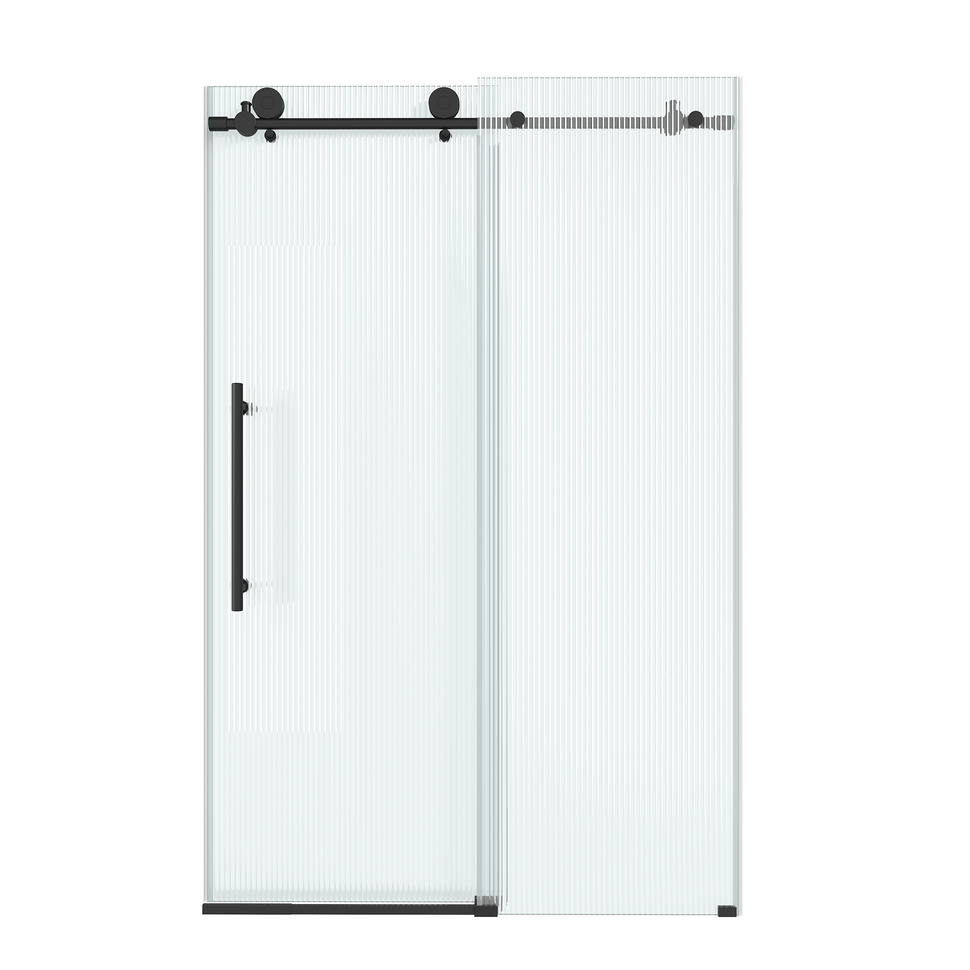 Double sliding frameless shower door with 10mm grooved tempered glass