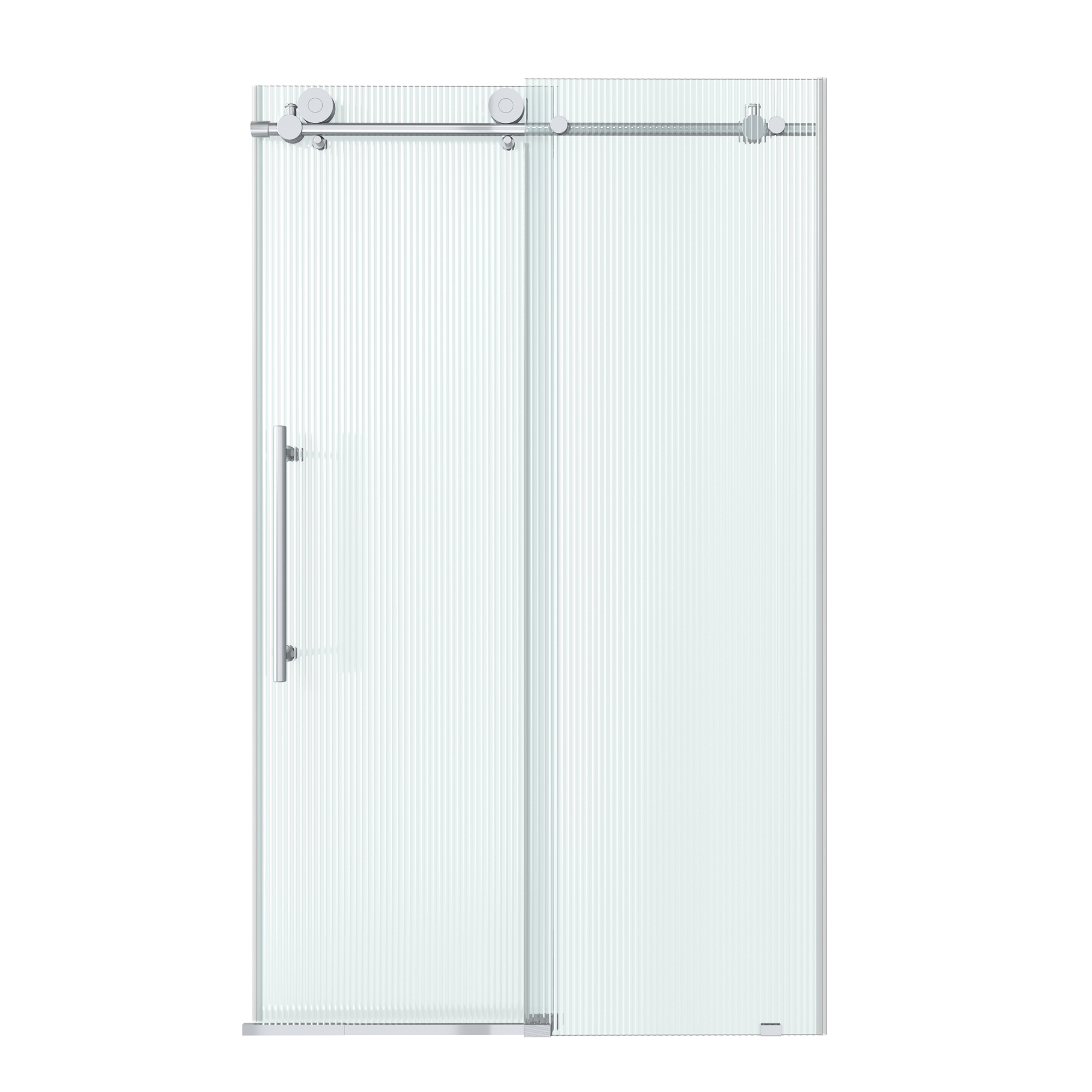 Double sliding frameless shower door with 10mm grooved tempered glass