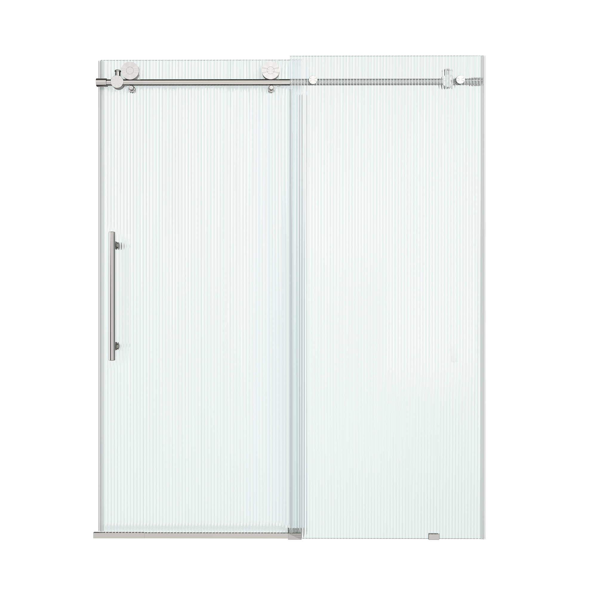 Double sliding frameless shower door with 10mm grooved tempered glass