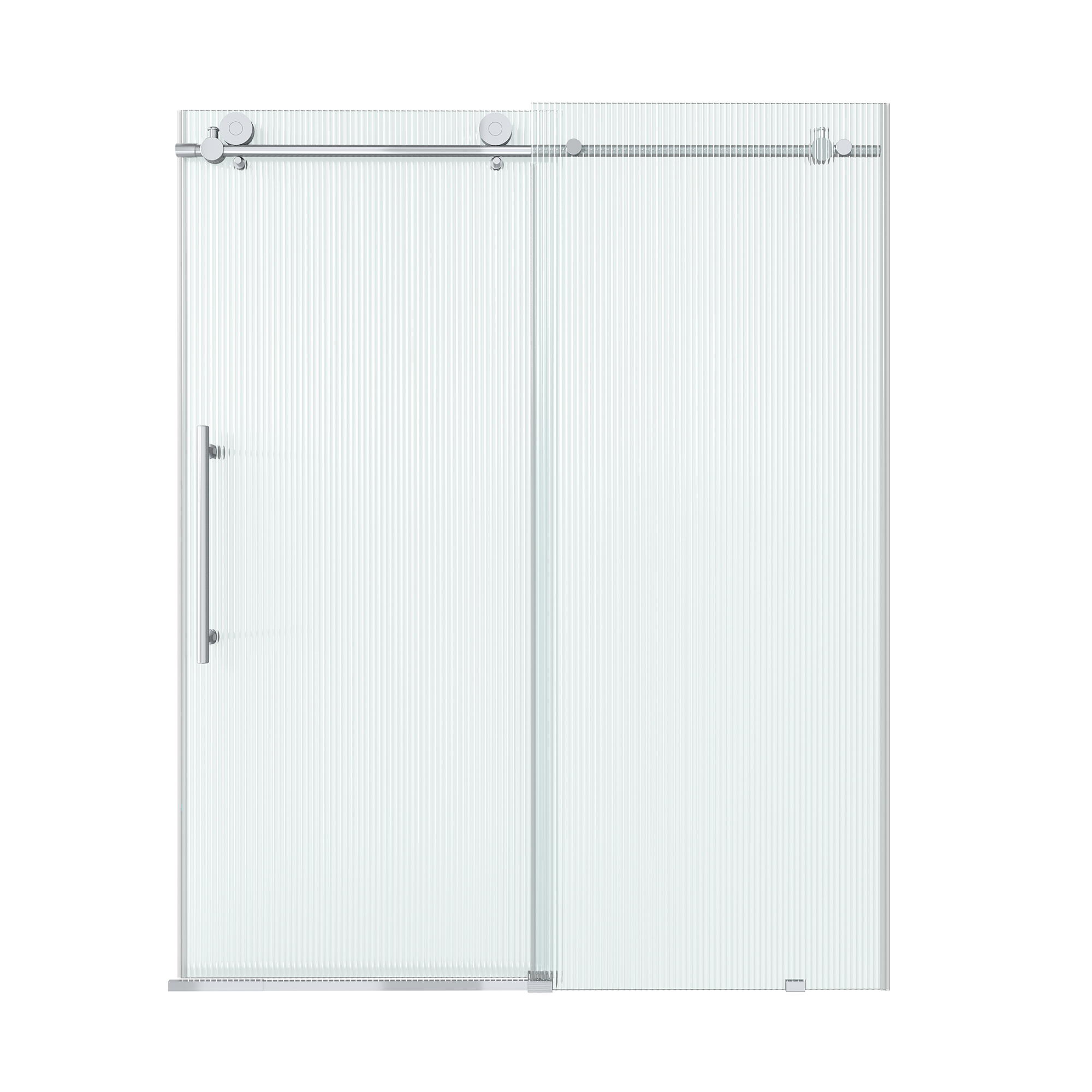 Double sliding frameless shower door with 10mm grooved tempered glass