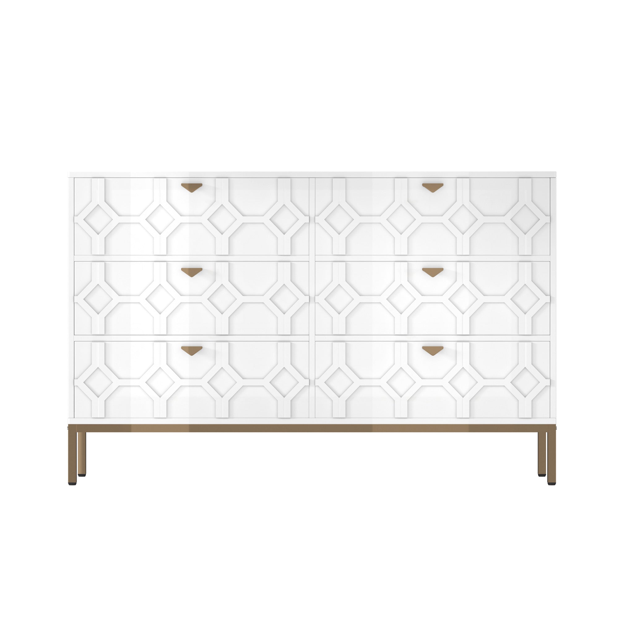 31.77 in. H Freestanding Storage Cabinet White 6 Drawer Accent Cabinet