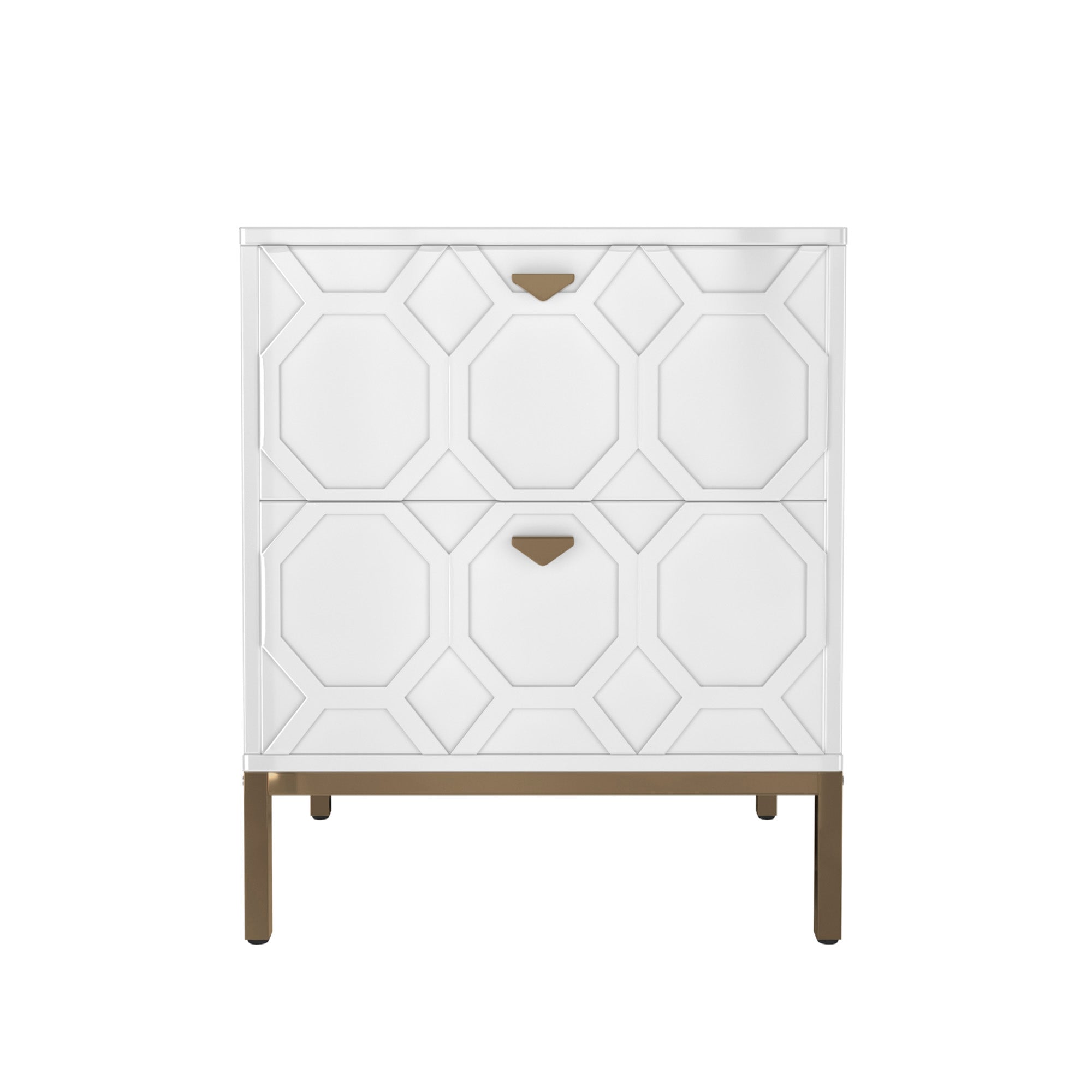Boyel Living Honeycomb Wooden 2-Drawer Side Table in White