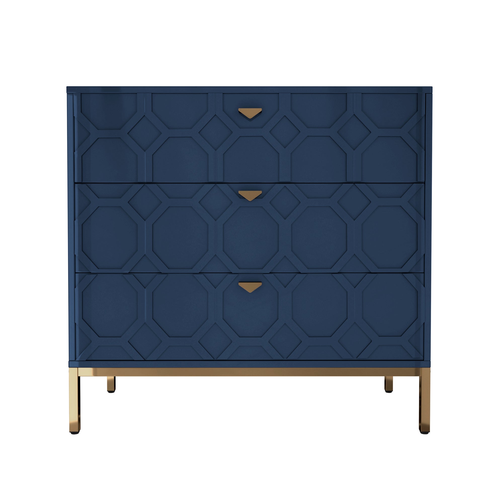 Boyel Living Honeycomb Wooden 3-Drawer Storage Cabinet Table in White