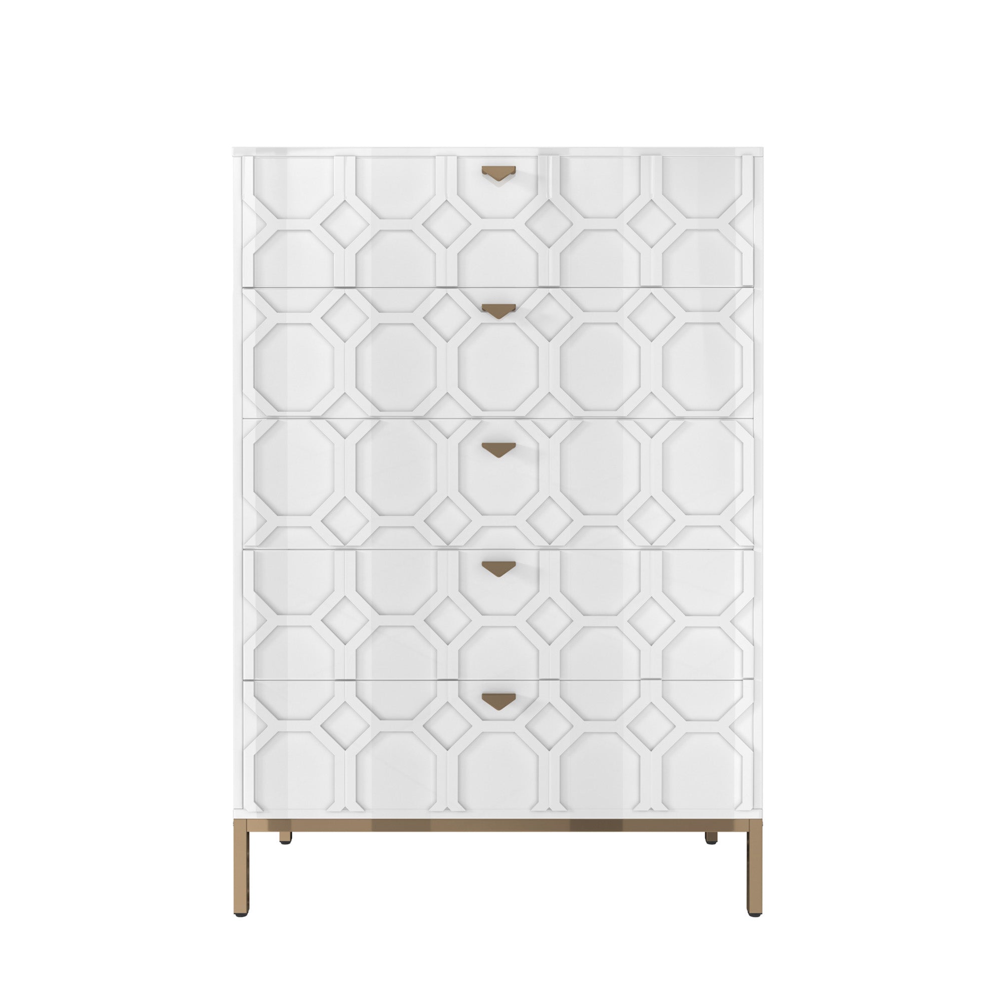 49.2 in. H Freestanding Storage Cabinet White 5 Drawer Accent Cabinet