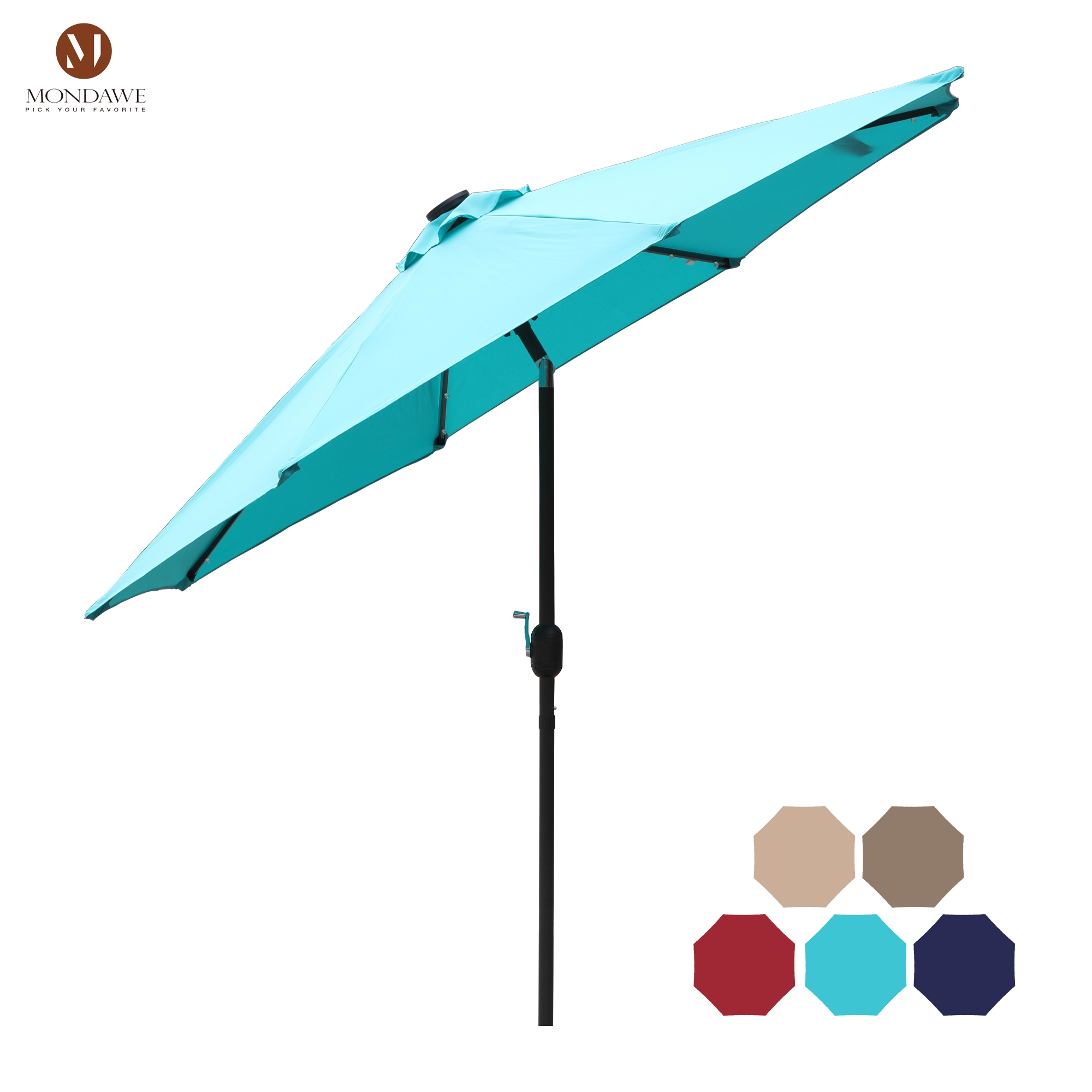 Mondawe 9 Ft 32 LED Round Solar Patio Market Umbrella-Mondawe