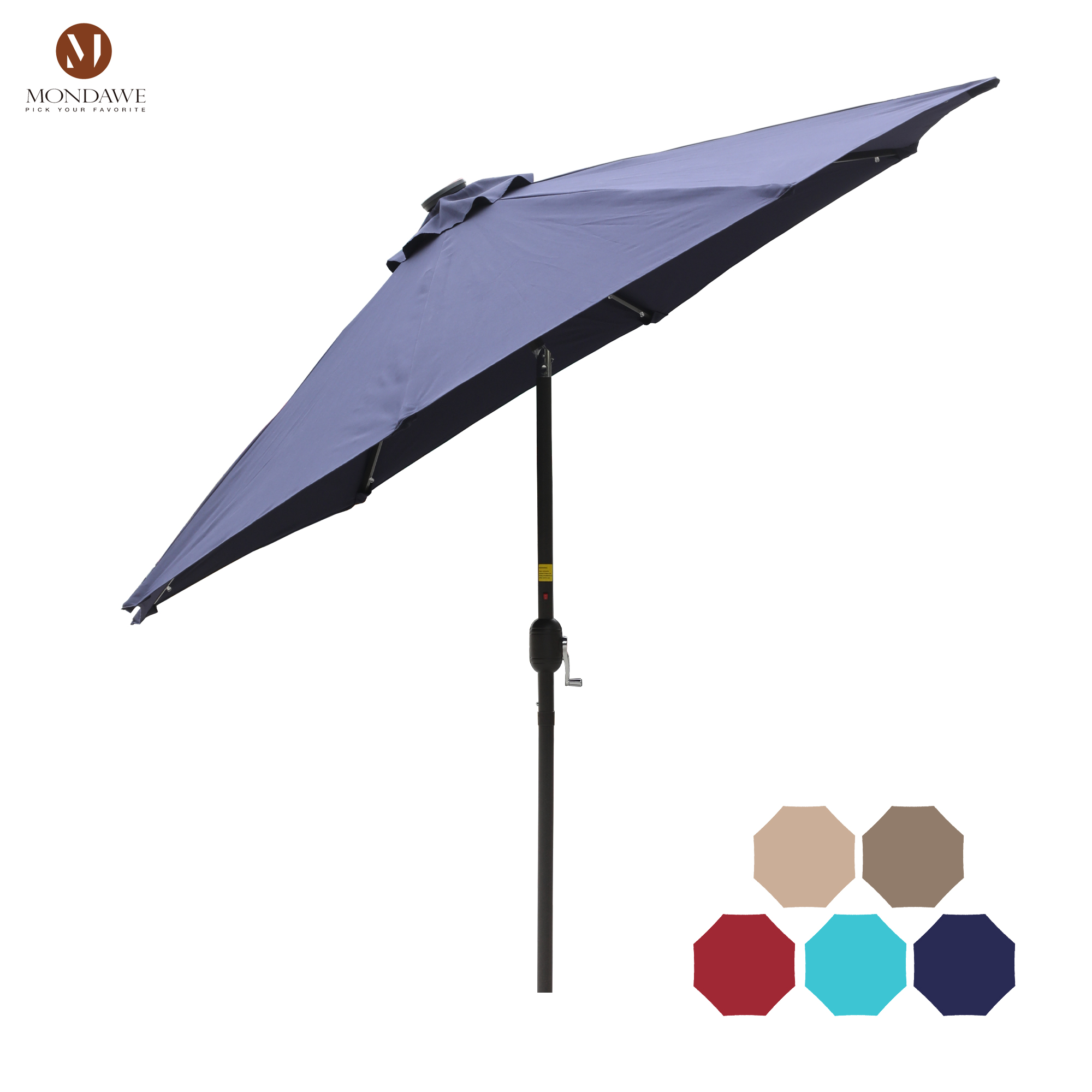 Mondawe 9 Ft 32 LED Round Solar Patio Market Umbrella-Mondawe