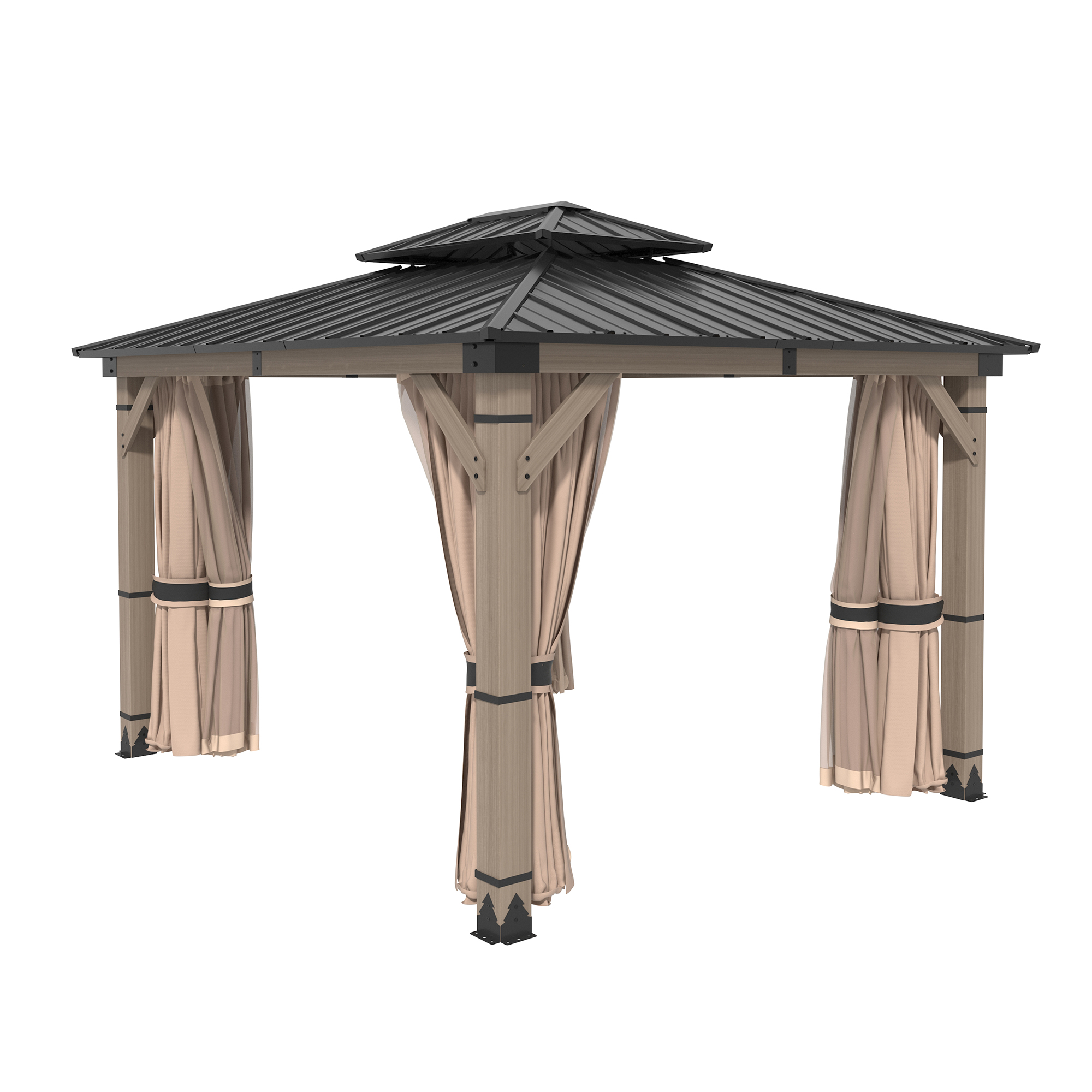 10 ft. x 12 ft. Outdoor Cedar Wood Frame Patio Gazebo Canopy
