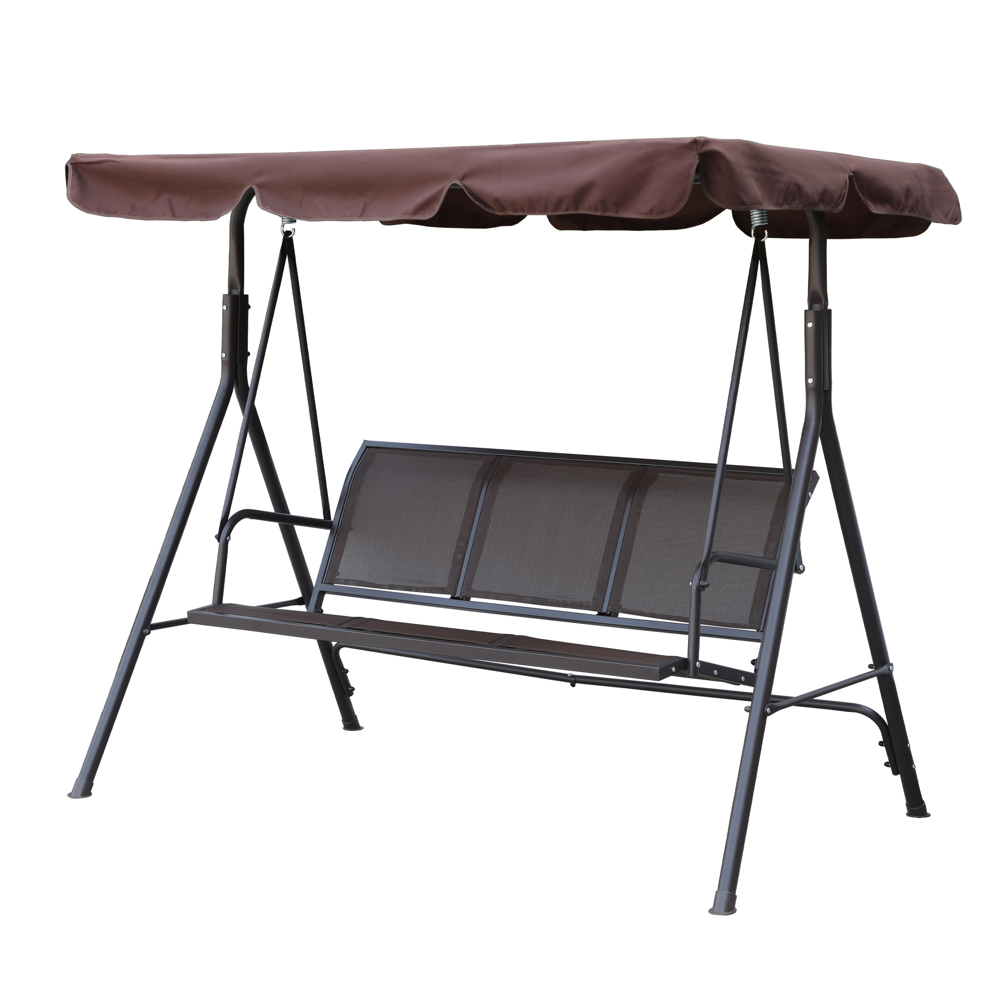 Textilence 3 Seats Steel Frame Patio Swing Chair Swing Glider with Removable Canopy