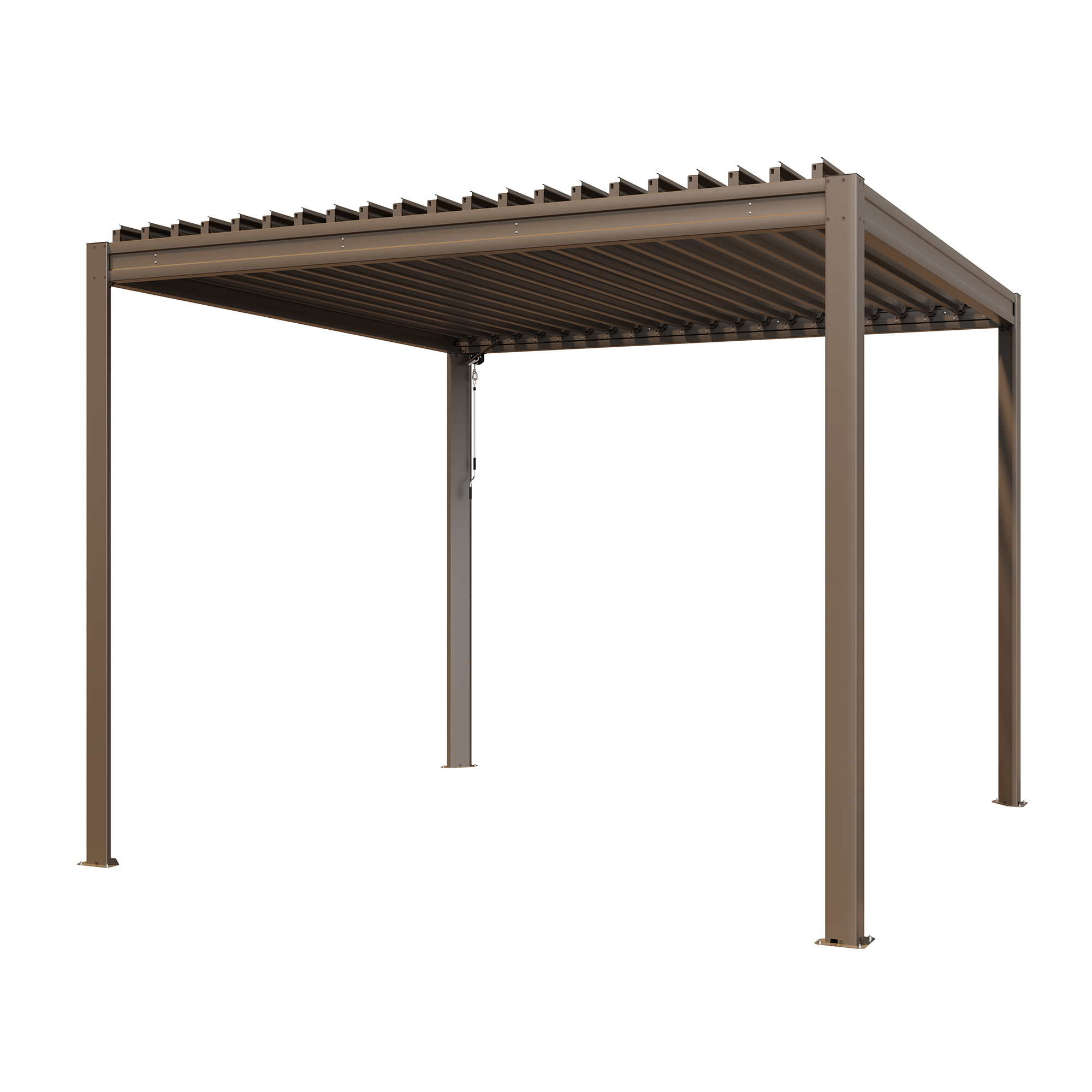 Louvered Pergola 10X10FT, Wood Grain Aluminum Pergola with Adjustable Roof, Wood Looking Aluminum Frame, Efficient Drainage System, Outdoor Pergola for Patio, Deck, Garden