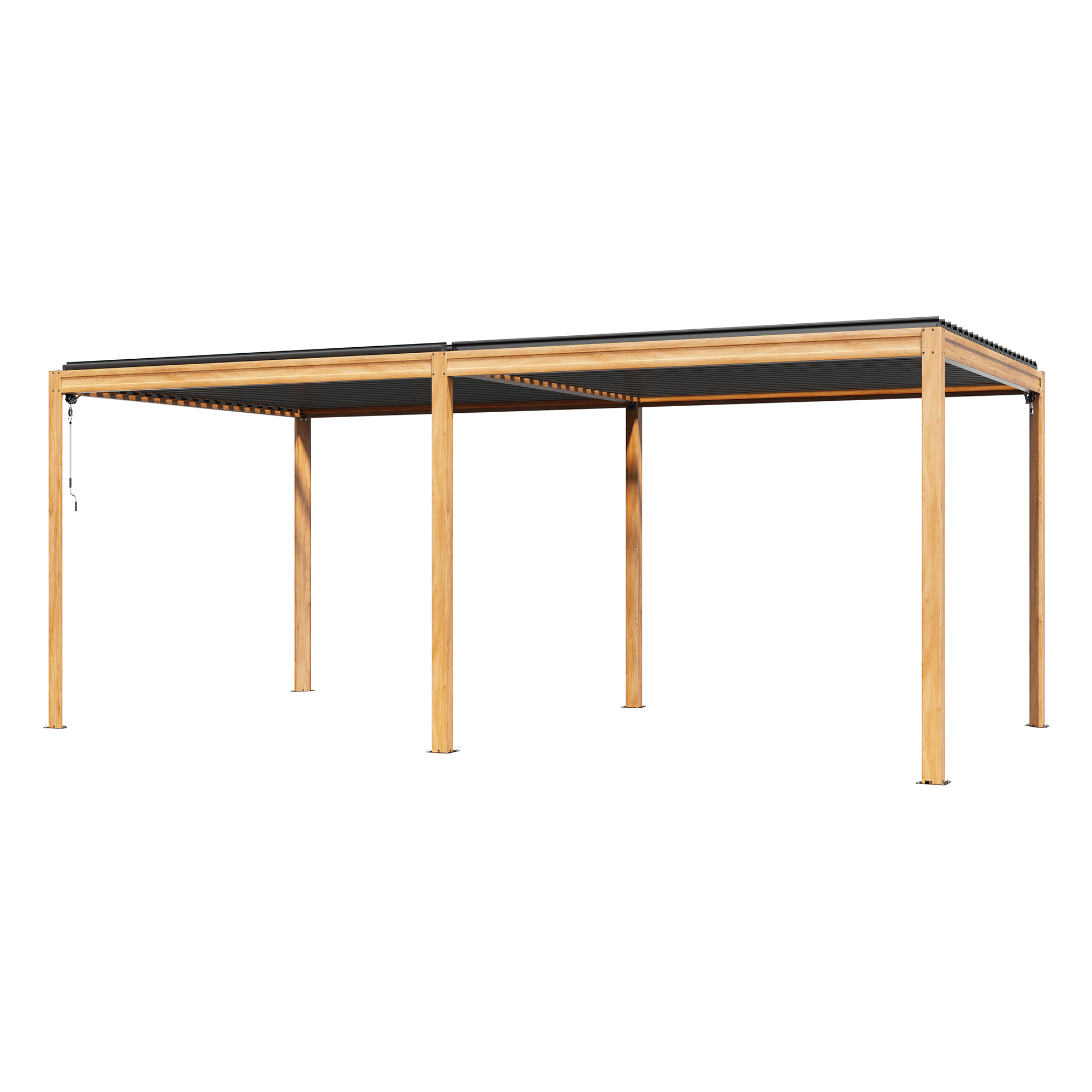 Louvered Pergola 10X20FT, Wood Grain Aluminum Pergola with Adjustable Roof, Wood Looking Aluminum Frame, Efficient Drainage System, Outdoor Pergola for Patio, Deck, Garden