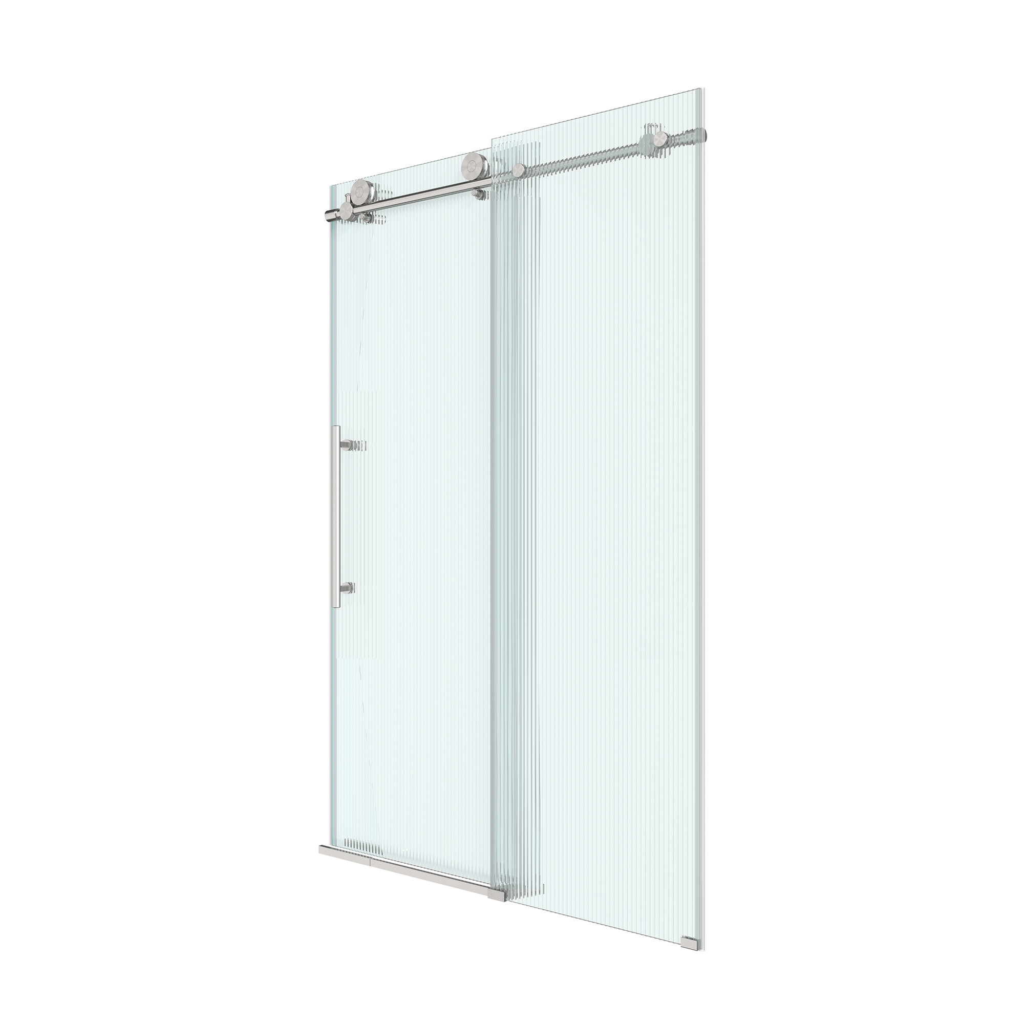 Double sliding frameless shower door with 10mm grooved tempered glass