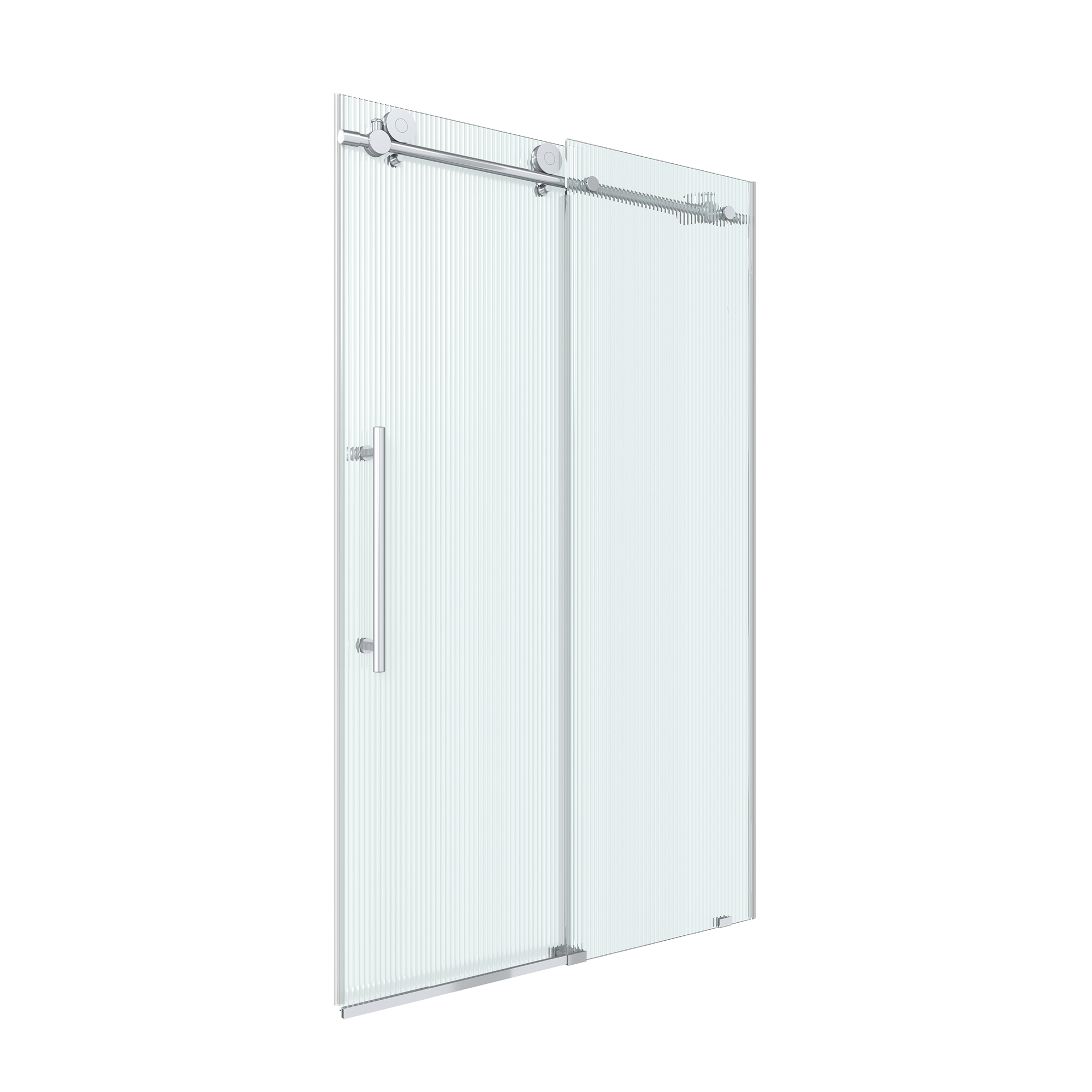 Double sliding frameless shower door with 10mm grooved tempered glass