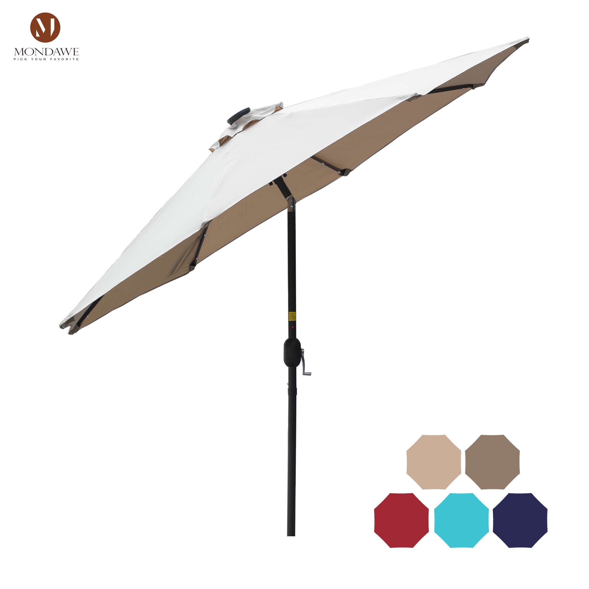 Mondawe 9 Ft 32 LED Round Solar Patio Market Umbrella-Mondawe