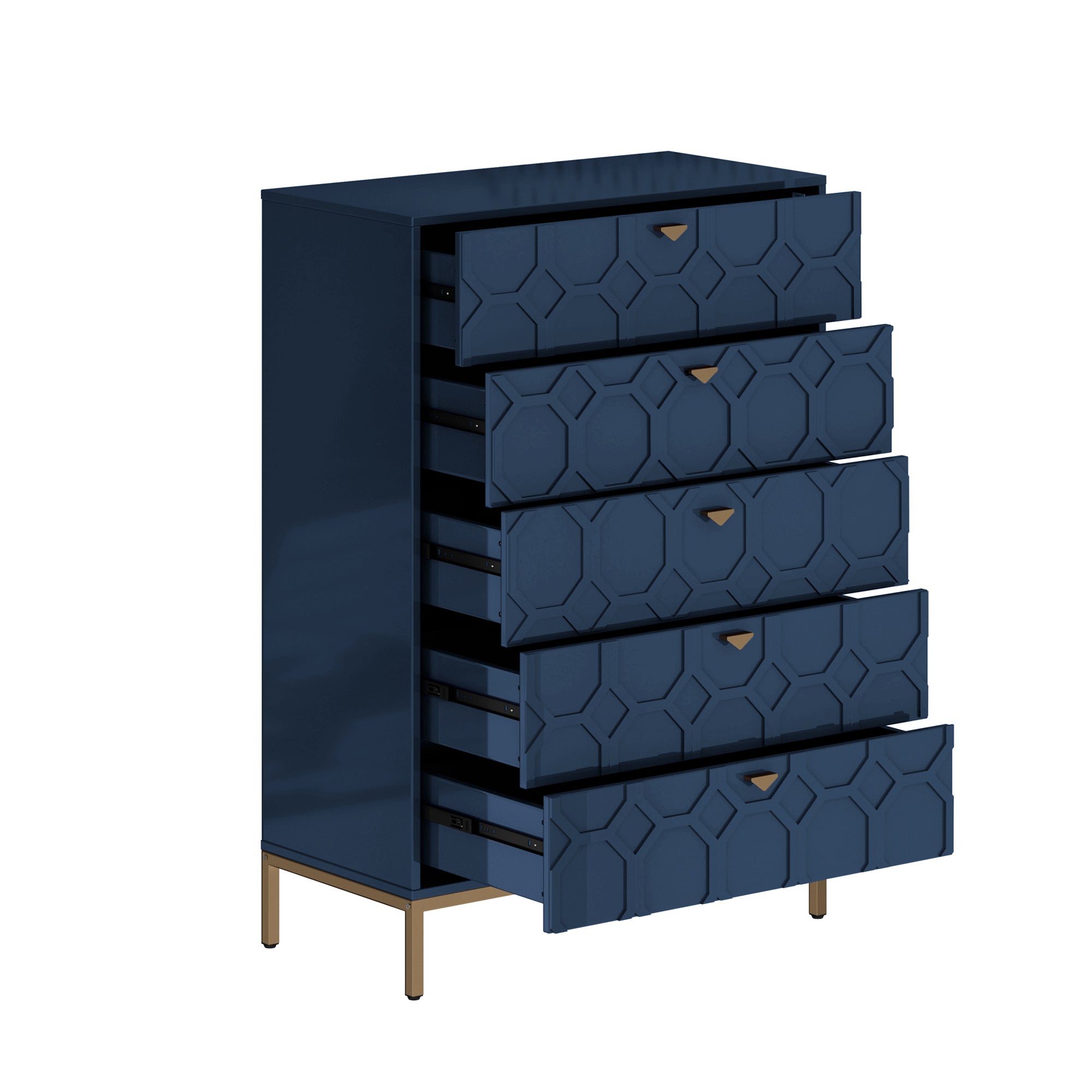 49.2 in. H Freestanding Storage Cabinet White 5 Drawer Accent Cabinet